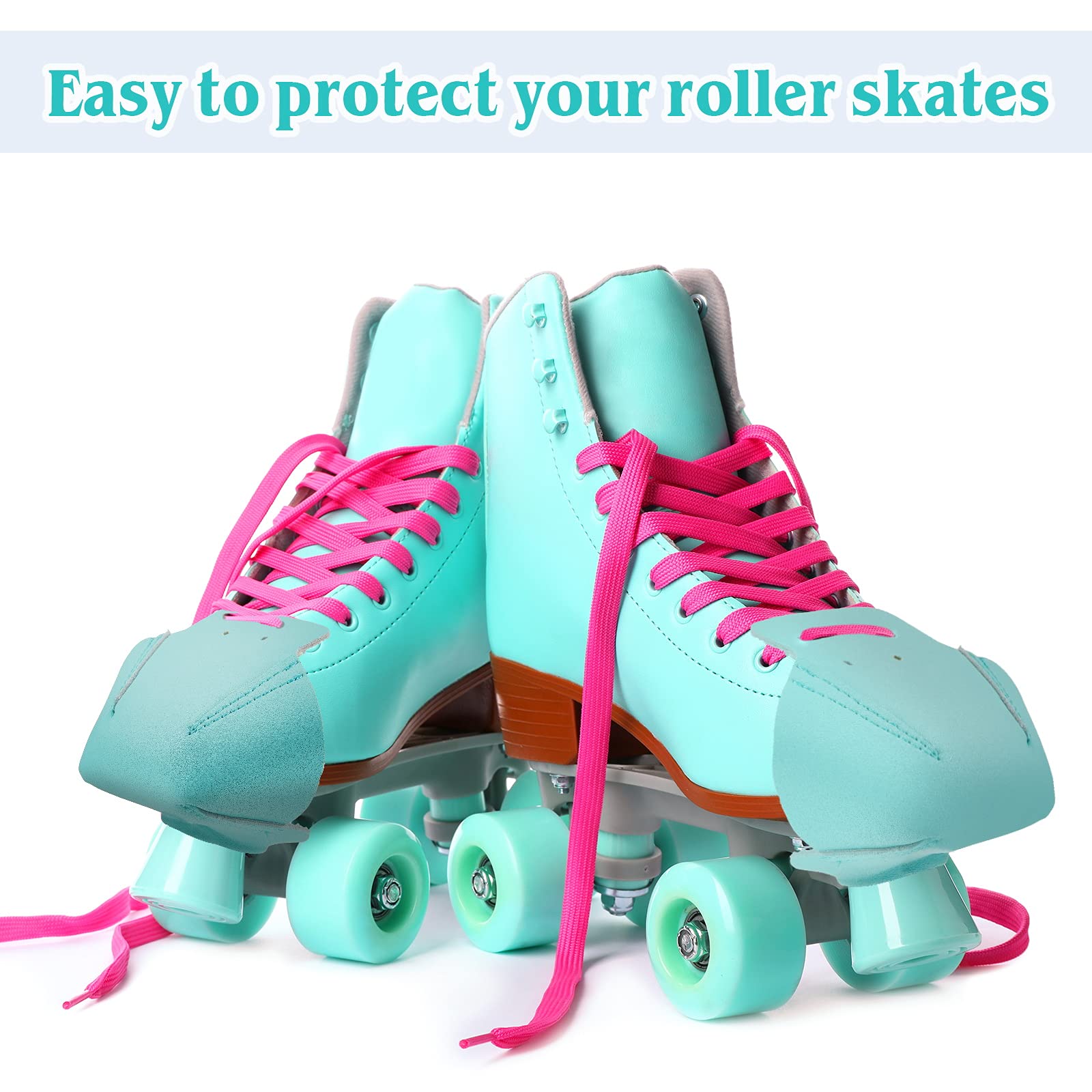 Geyoga 2 Pairs Roller Skate Toe Guards - Durable Artificial Leather Toe Protectors for Quad Skates - Perfect for Roller Derby, Rink Skating & Outdoor Use