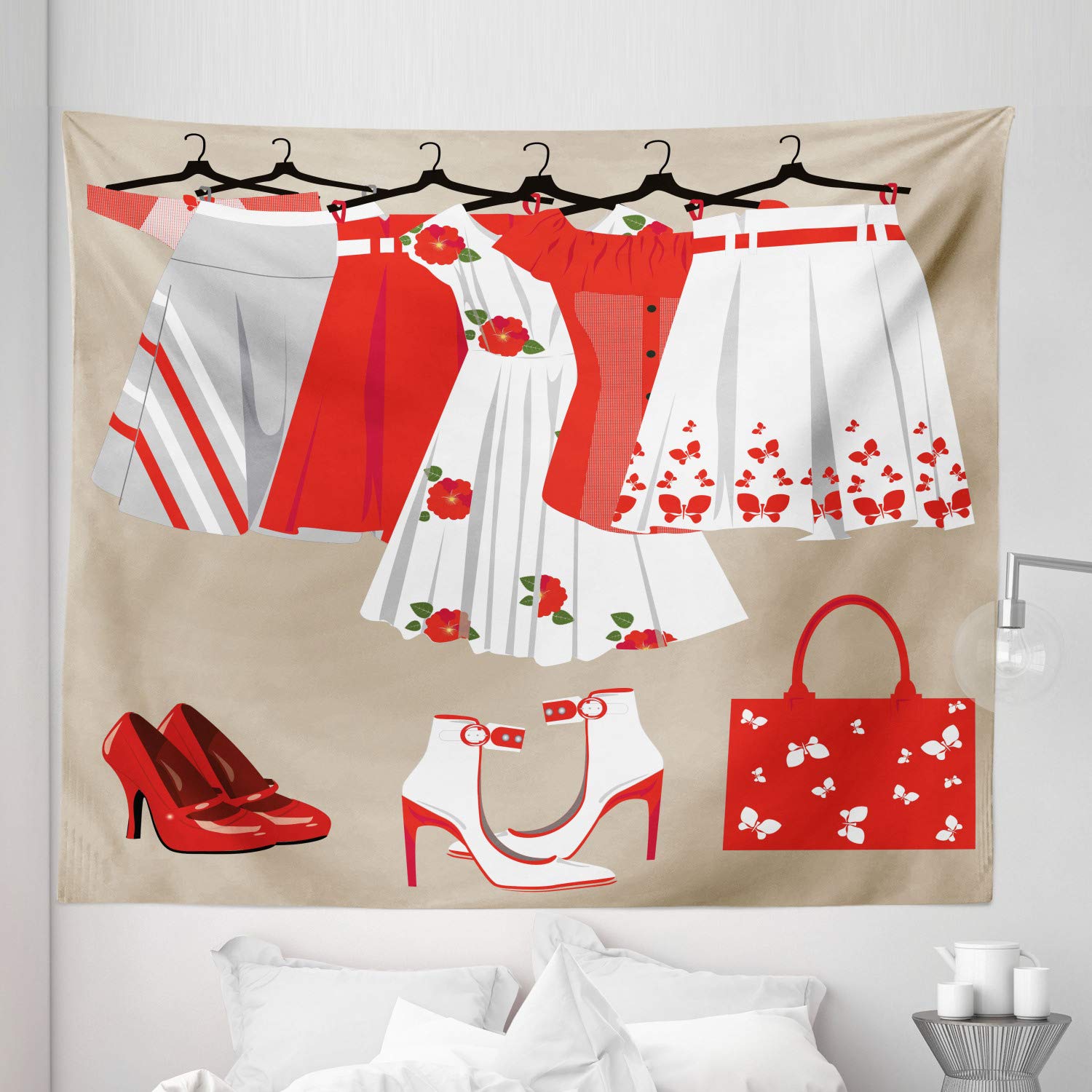 Ambesonne King Size Tapestry - Stylish Summer Women's Fashion with Heels, Dresses & Handbags - 104