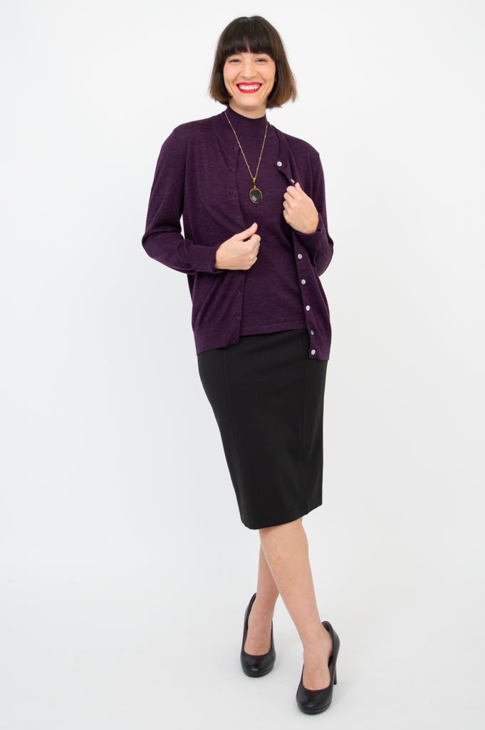 Soft Merino Wool Kitten Cardigan in Plum - Cozy & Warm Sweater for Cats - Perfect for Winter Outfits & Indoor Lounging