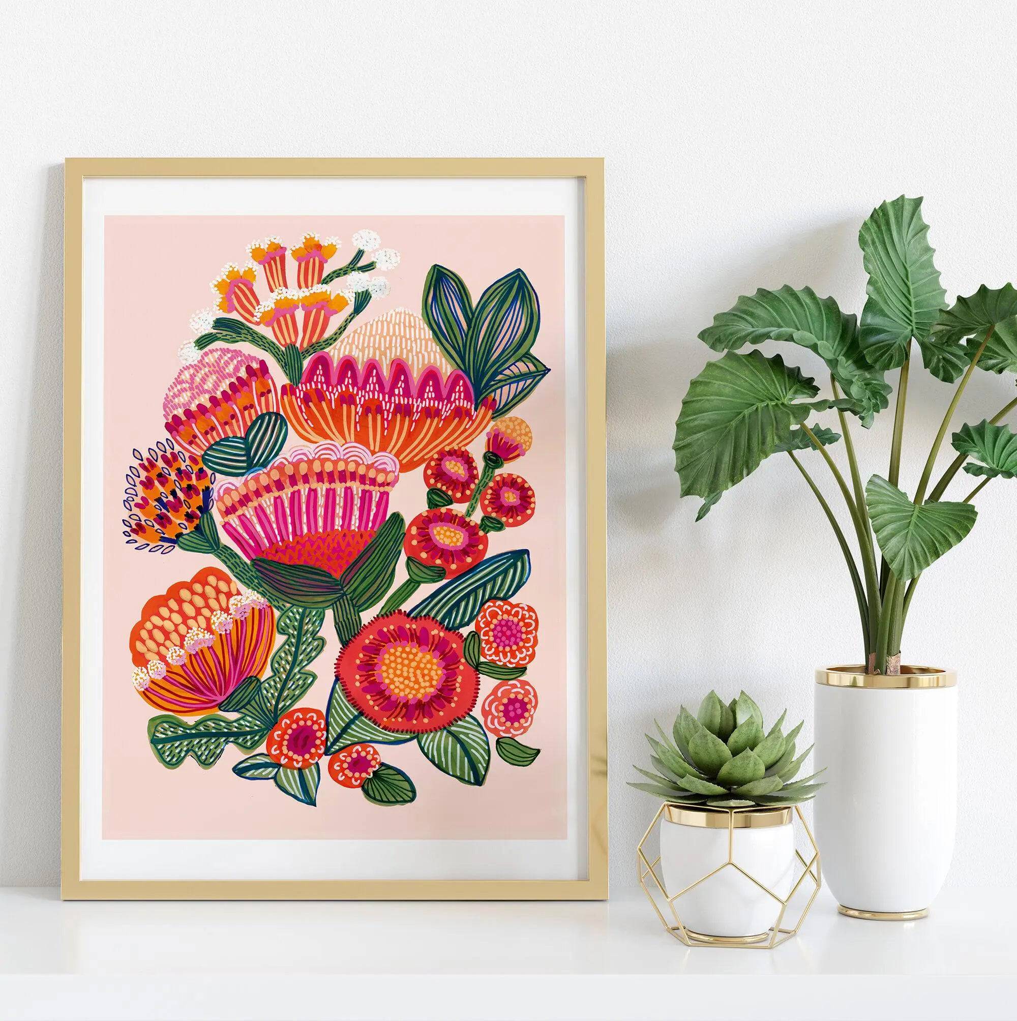 Premium Protea Flowers Wall Art Set - Handmade Floral Home Decor Gift for Living Room, Bedroom & Office - Perfect for Housewarming, Wedding & Birthday Presents