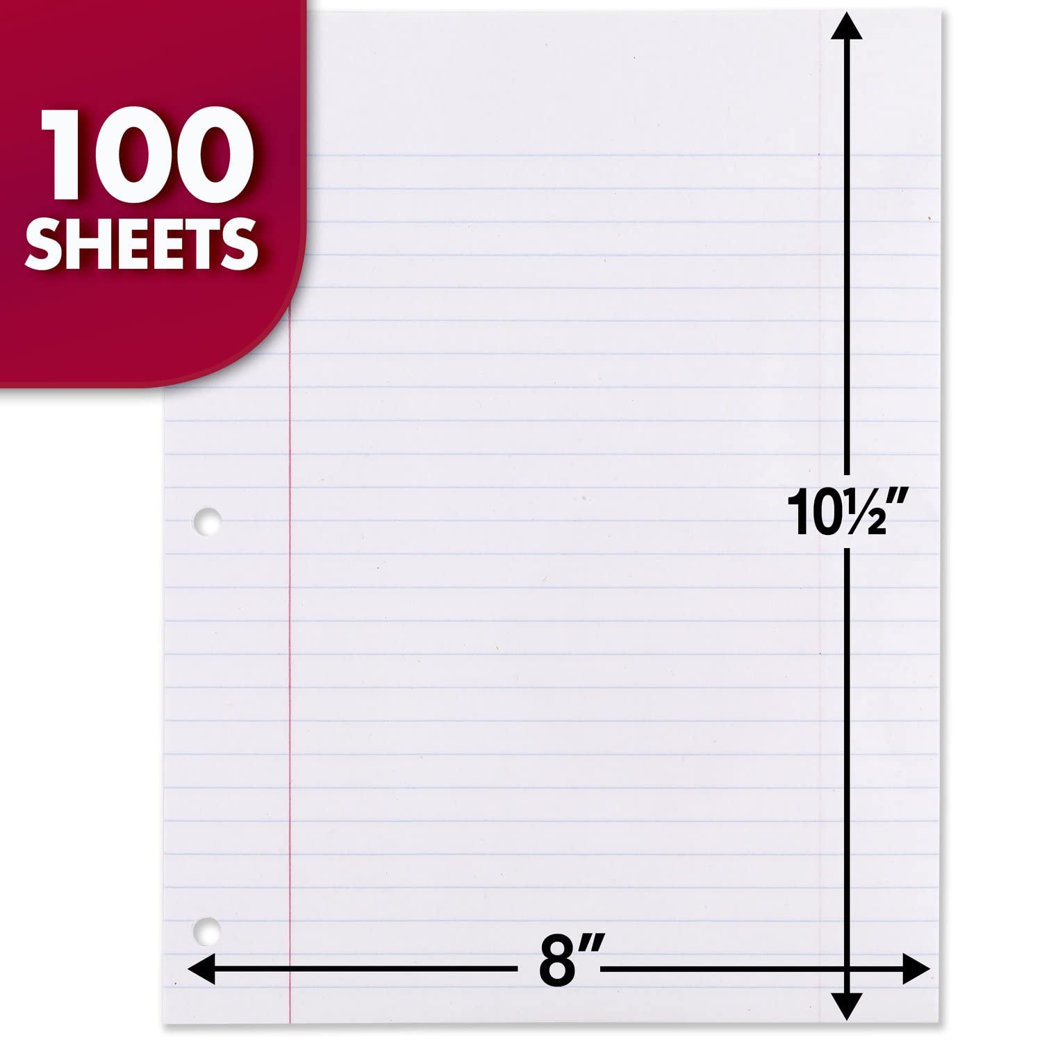 Mead Loose Leaf Paper, 3 Pack - Wide Ruled Filler Paper for Notebooks, 8 x 10.5 Inches, 100 Sheets per Pack with Reinforced Edges (38038) - Perfect for School, Office & Home Organization