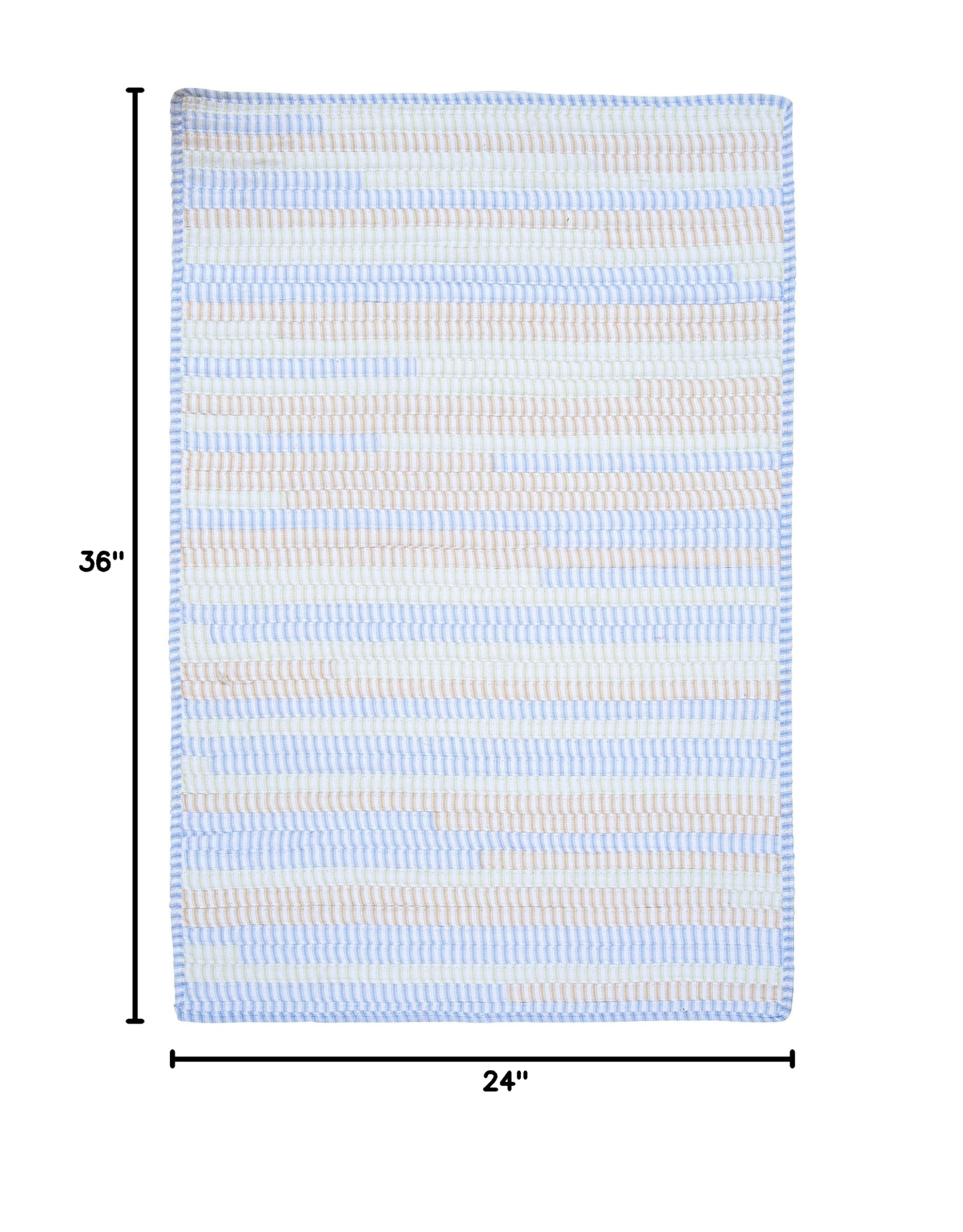 Ticking Stripe Rectangle Area Rug 2x3 Feet - Soft and Durable Indoor Runner for Living Room, Bedroom, or Entryway - Starlight Color