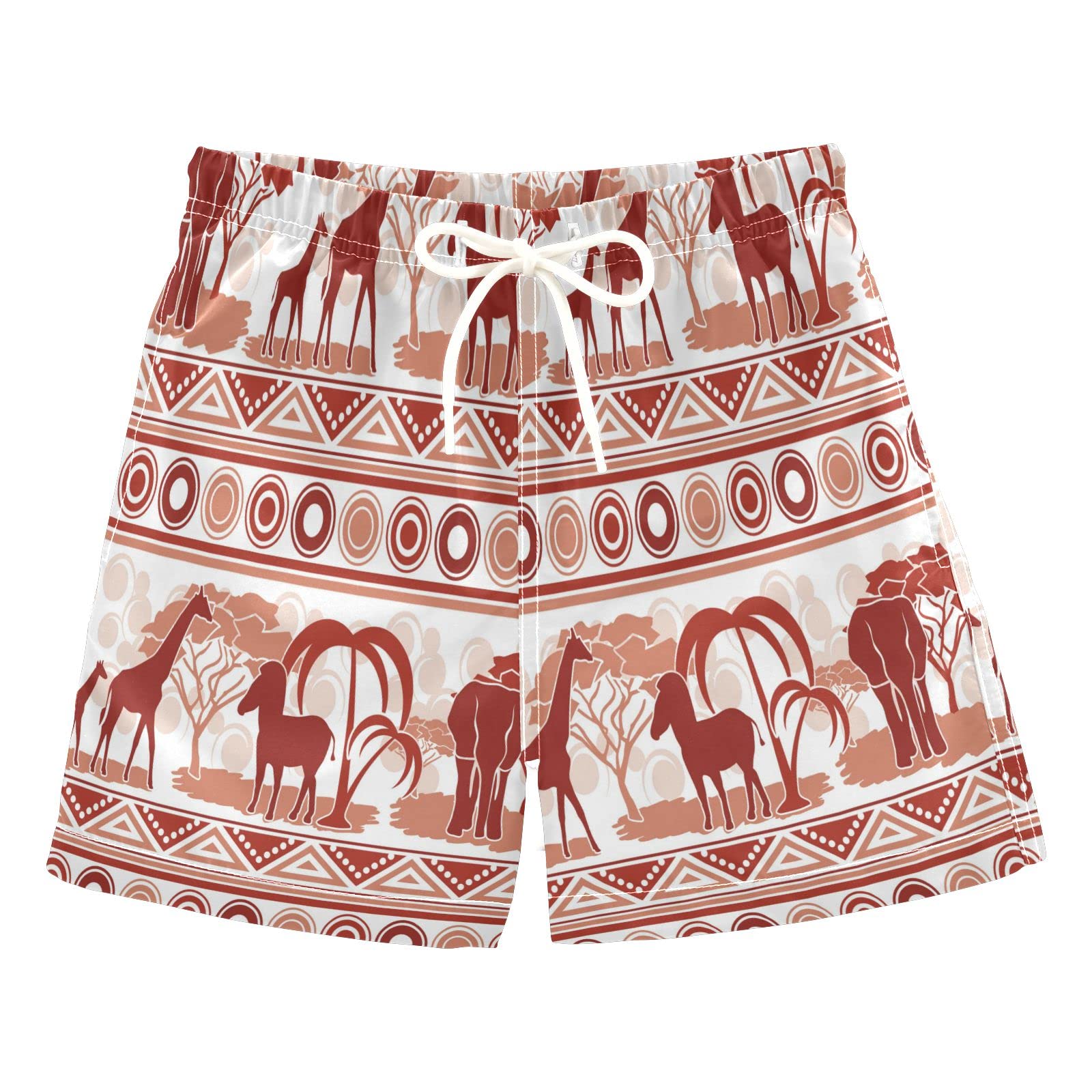 African Giraffe Print Boys Swim Trunks - Toddler Swimwear 2T for Summer Beach, Pool & Water Play | Quick-Dry Bathing Suits for Kids
