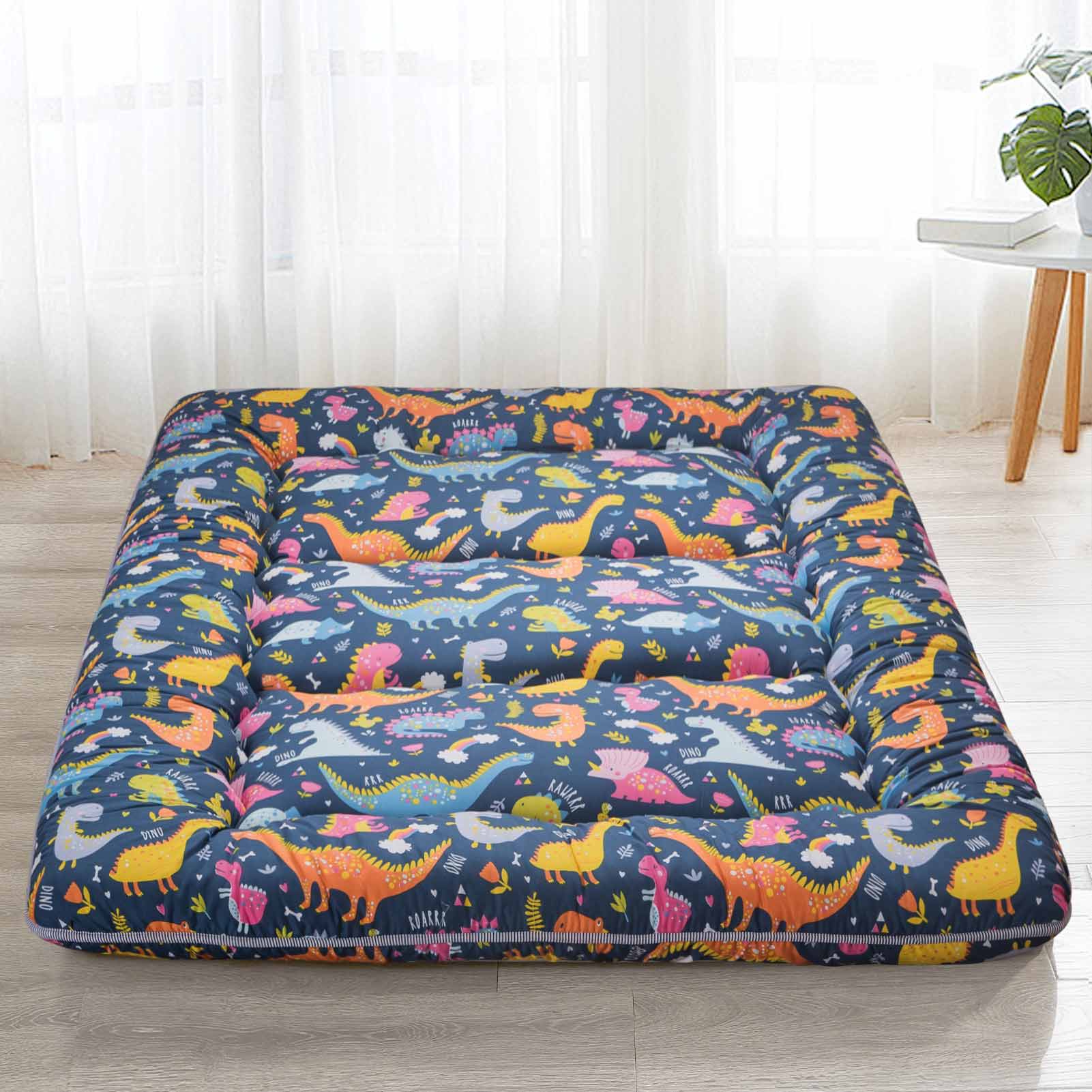 MAXYOYO Japanese Floor Futon Mattress with Dinosaur Design - Comfortable Tatami Sleeping Mat for Kids & Adults - Perfect for Bedroom, Guest Room, and Camping