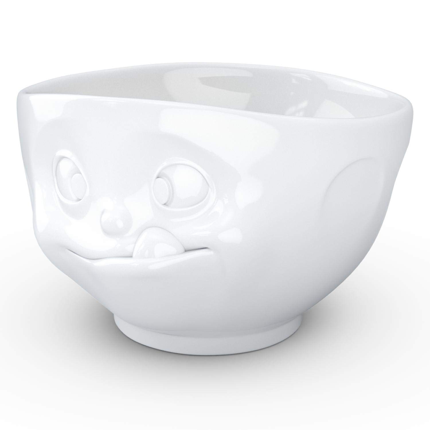 FIFTYEIGHT PRODUCTS Porcelain Cereal Bowl - 16 oz White Soup Bowl with Tasty Face Design - Durable Single Serving Dish for Breakfast, Soup, Salad & Dessert - Perfect for Home, Restaurant & Gifts