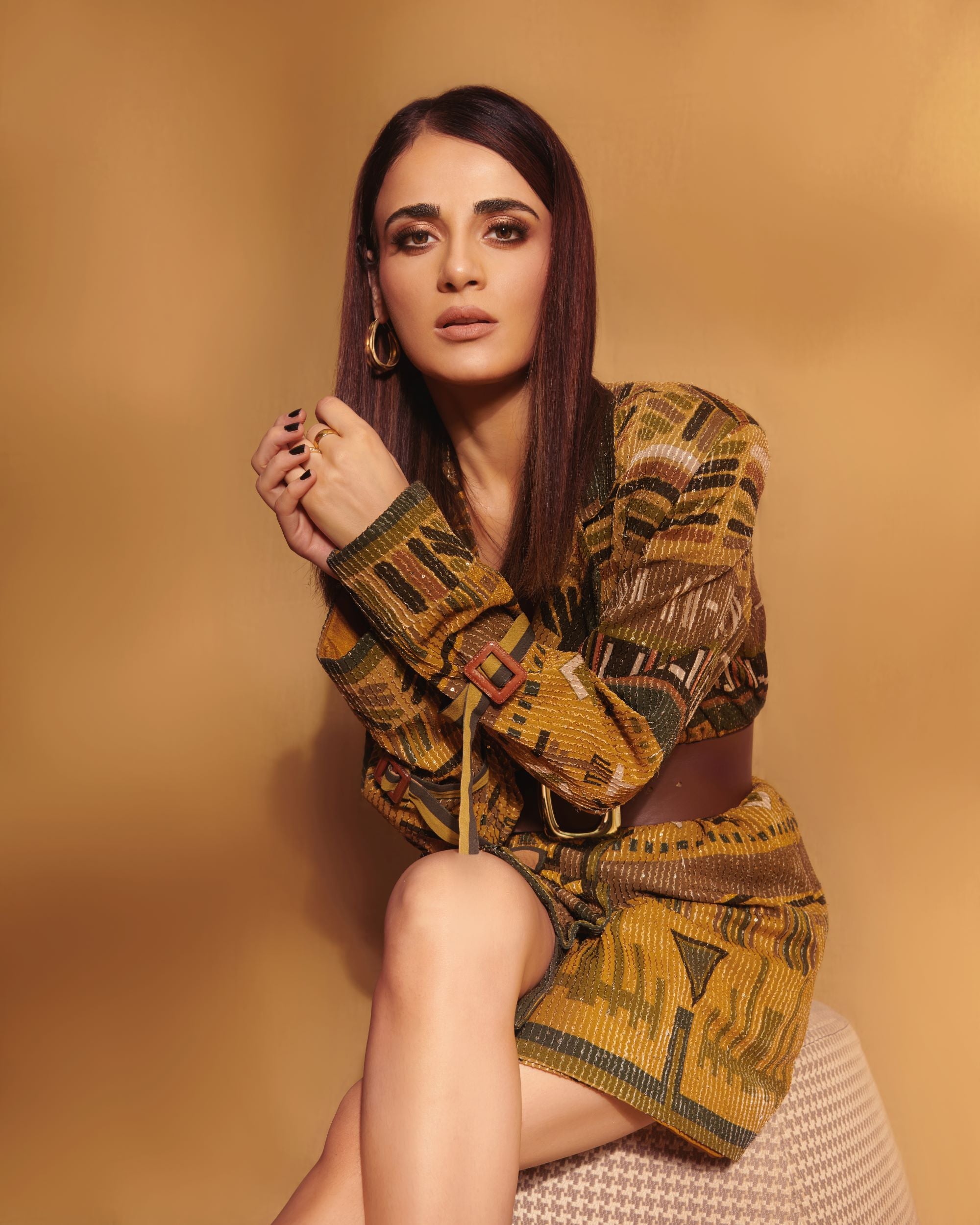 Mustard Aztec Print Jacket for Women - Stylish Boho Outerwear for Fall & Winter - Perfect for Casual Outings, Festivals and Layered Looks