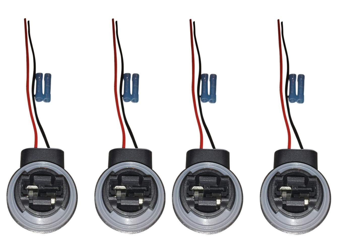 Muzzys 3156/4156 Wire Harness Pigtail Socket Set of 4 - Compatible with LED & Standard Bulbs for Turn Signal, Brake Light, DRL, Backup & Reverse Lights - Perfect for Car, Truck, SUV & Motorcycle Lighting Upgrades