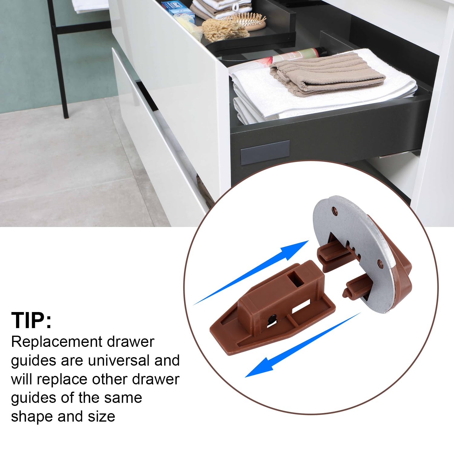 6 Sets Kenlin Rite-Trak II Enhanced Commercial Drawer Slides Replacement Kit - Heavy Duty Metal Backing & Roller Guide for Dresser, Cabinet, and Furniture Repair | Perfect for Home, Office, and Commercial Use