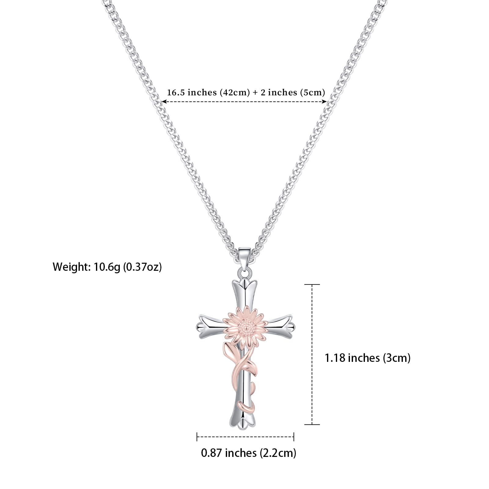 ACECHA Silver Faith Cross Necklace for Women - Birthstone & Flower Pendant Jewelry Gift for Wife, Teen Girls | Perfect for Birthday, Anniversary & Religious Occasions