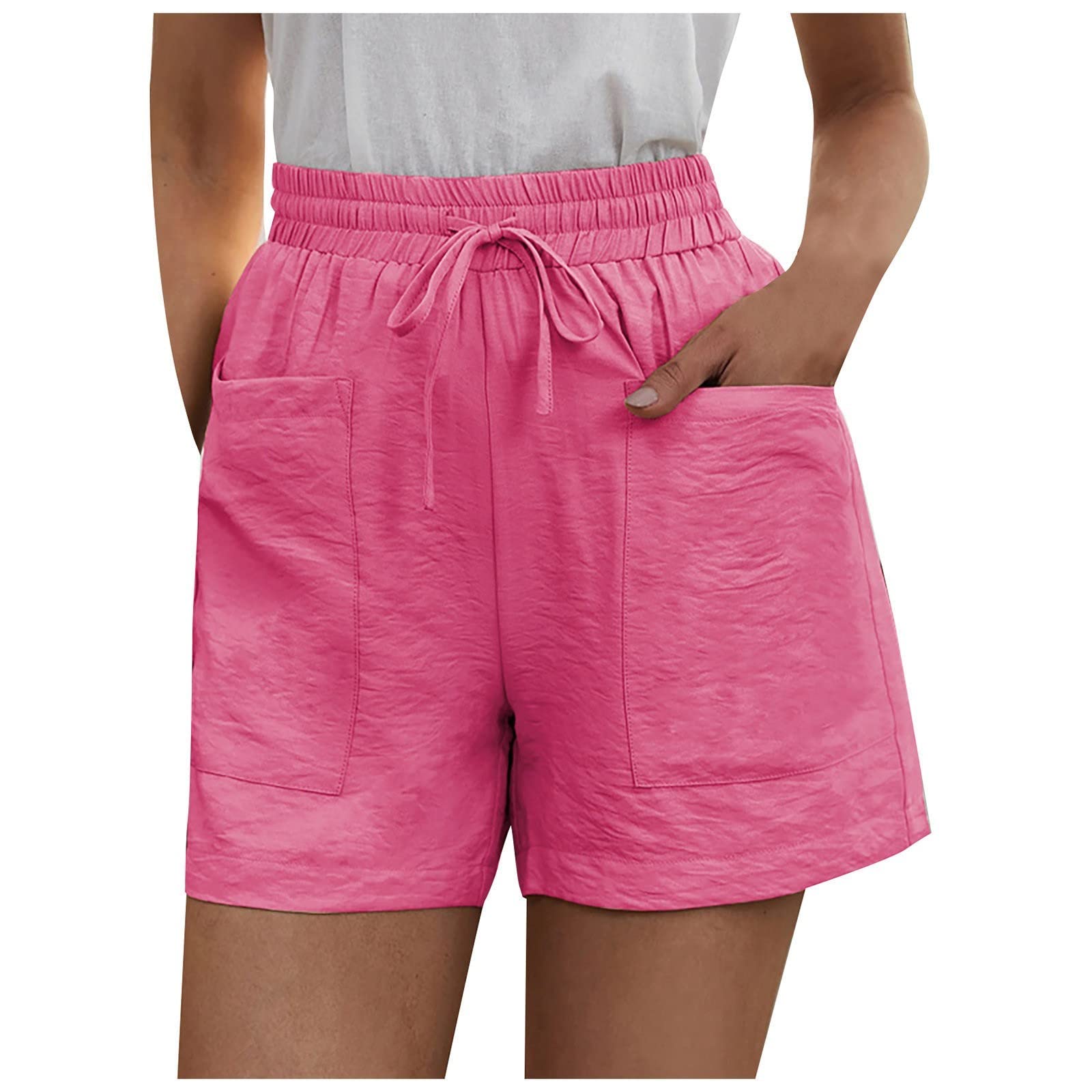 Women's High Waisted Denim Shorts - Stretch Rolled Hem Blue Jean Shorts with Pockets | Loose Fit Summer Workout & Running Shorts for Women | Casual Wear, Beach Outings & Gym Sessions