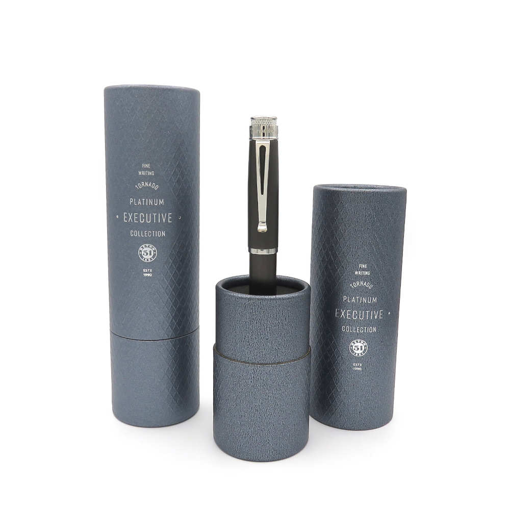 Retro 51 Tornado Fountain Pen - Black Nickel Platinum Finish | Premium Writing Instrument for Professionals & Gift Giving