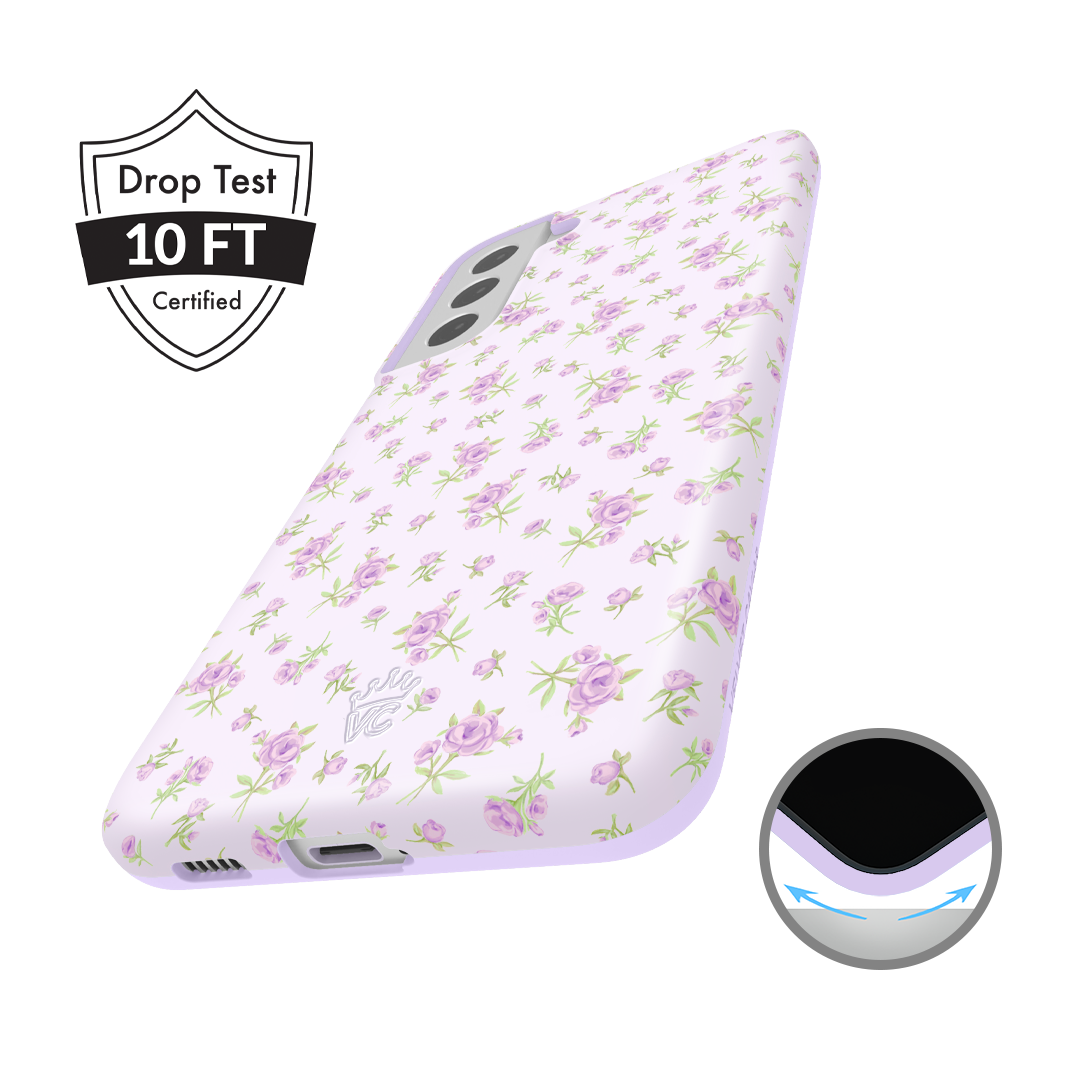 Elegant Lilac Floral Samsung Phone Case - Slim Protective Cover for Galaxy S21/S22/S23 - Perfect for Daily Use, Work & Travel