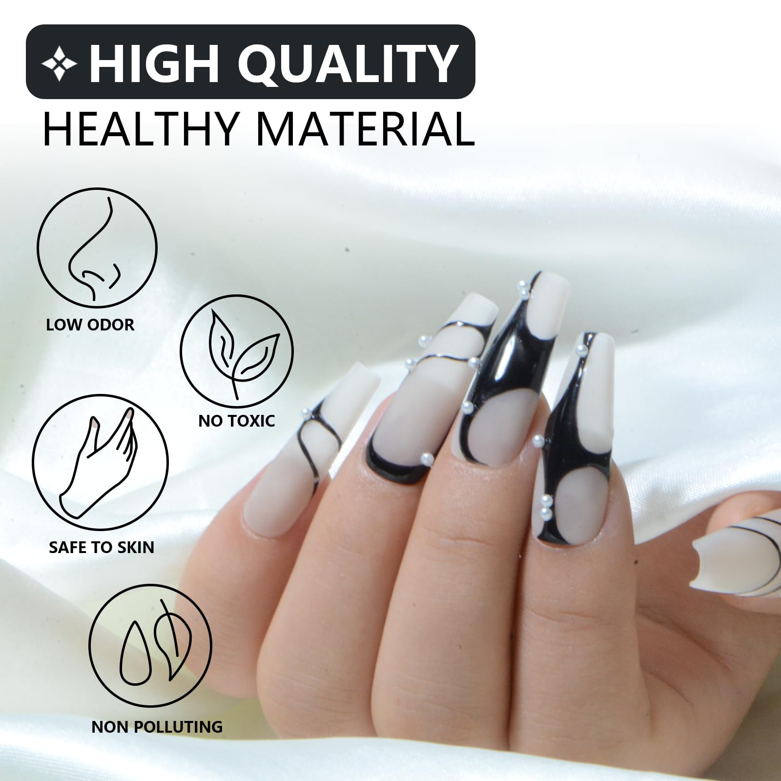 10ML Gel Nail Polish Liner Set - Black & White Colors for Nail Art, Swirl Designs | UV Soak Off Gel Paint with Thin Brush | Perfect for DIY Manicures, Salon Use & Gifts for Women