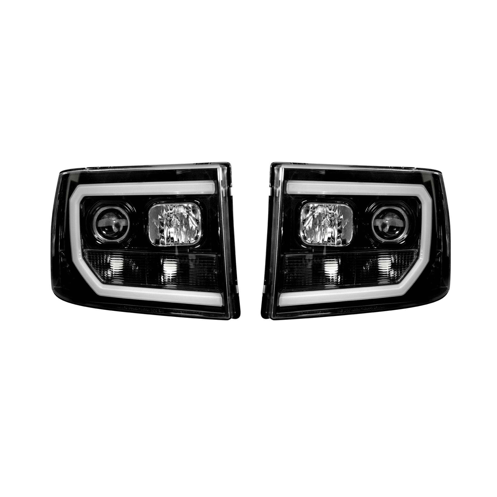 2007-2013 GMC Sierra Projector Headlights with OLED Halos & DRL - Smoked/Clear Lens Upgrade for Better Night Visibility & Style