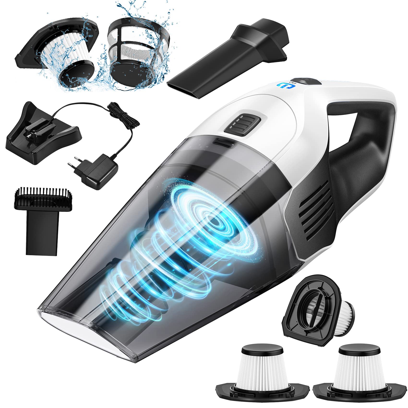 Cordless Handheld Vacuum Cleaner - 8000Pa Strong Suction, 25-30 Mins Runtime, Rechargeable & Lightweight - Perfect for Home, Car, Carpet, Stairs & Pet Hair Cleaning | Portable Deep Cleaning for Everyday Use