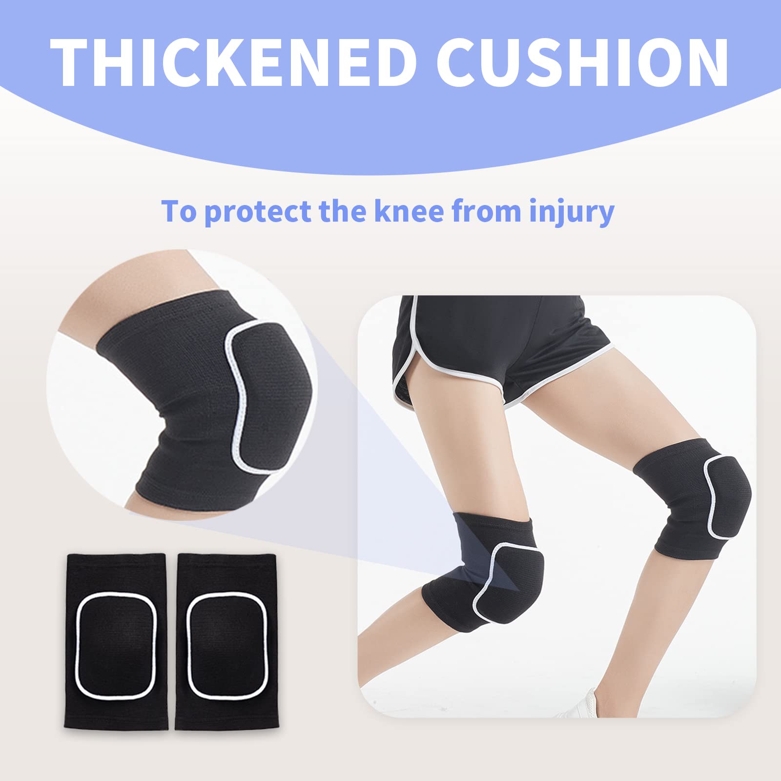 Kids Knee Pads for Volleyball - Anti-Slip Padded Sponge Knee Brace, Breathable Flexible Elastic Knee Support for Girls & Youth - Perfect for Dance, Skating, Basketball & Sports Training