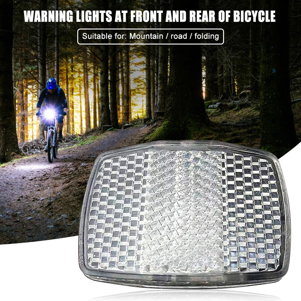 Bike Front & Rear Reflector Kit - White Handlebar Reflectors with Bracket for Road Safety | Bicycle Accessories for Night Riding & Cycling Commuters