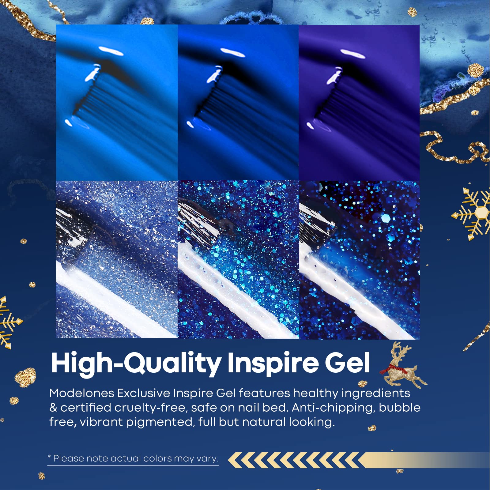 Modelones 6-Piece Blue Gel Nail Polish Set - Dark Blue, Glitter & Color Changing Soak Off Gel Polish Kit for LED/UV Lamp | DIY Manicure, Home Salon & Holiday Gifts for Women & Girls | Perfect for Parties, Weddings & Special Occasions