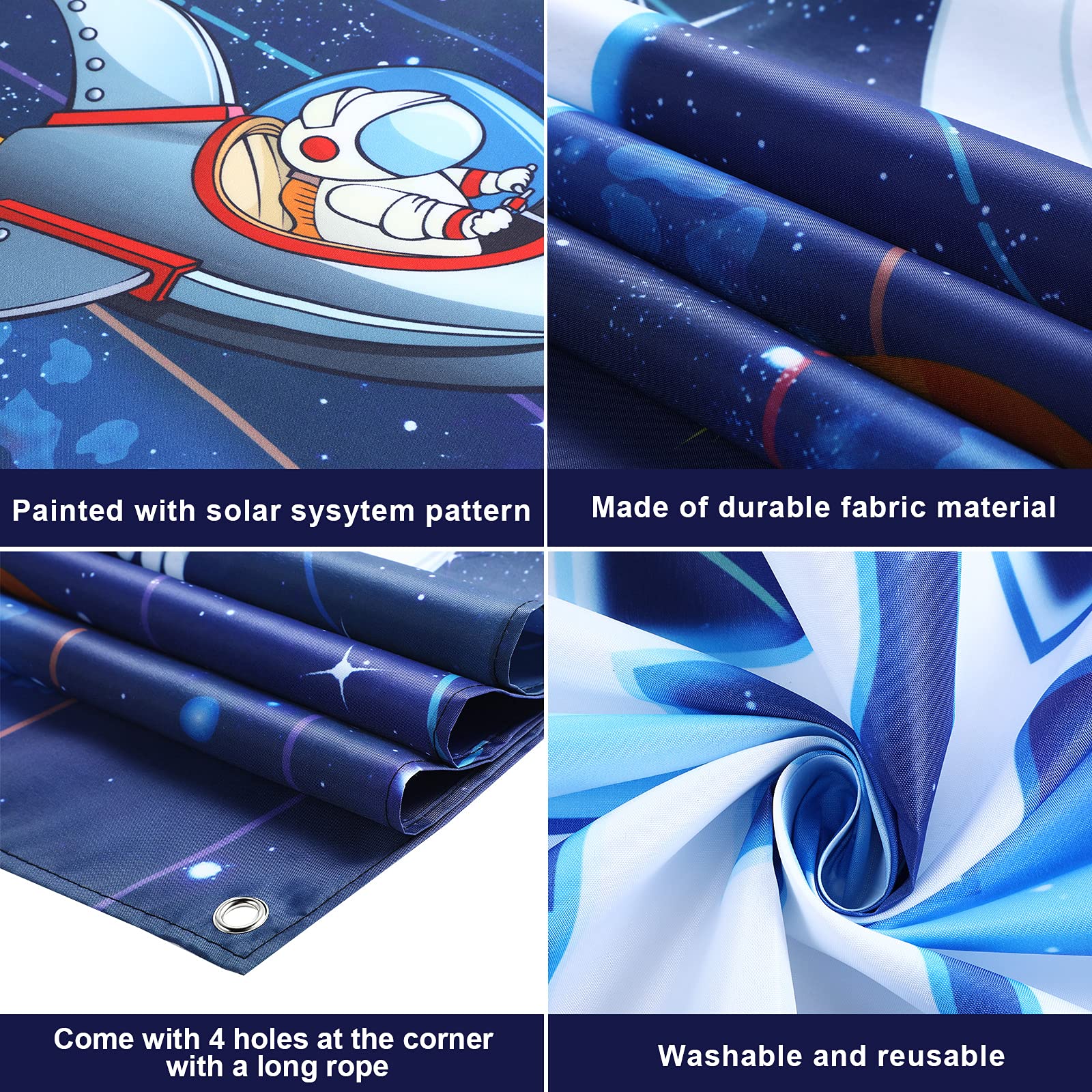 Sumind Astronaut Rocket Solar System Backdrop Banner - 72.8x43.3 Inch Space Themed Birthday Party Decor for Kids, Boys Room Wall Poster & Educational Classroom Display - Perfect for Space-Themed Parties, Nursery Decor & STEM Learning Activities
