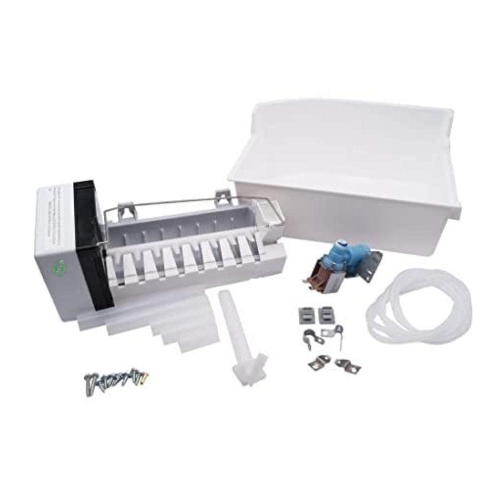 Whirlpool Freezer Ice Maker Kit Replacement - Includes Ice Maker, Ice Bin, Inlet Valve, Fill Tube & Hardware (Compatible with GLOB PRO SOLUTIONS ECKMF95 IMKIT94 KIMS9 W10670871) - Perfect for Kitchen Refrigerator Repair & Maintenance