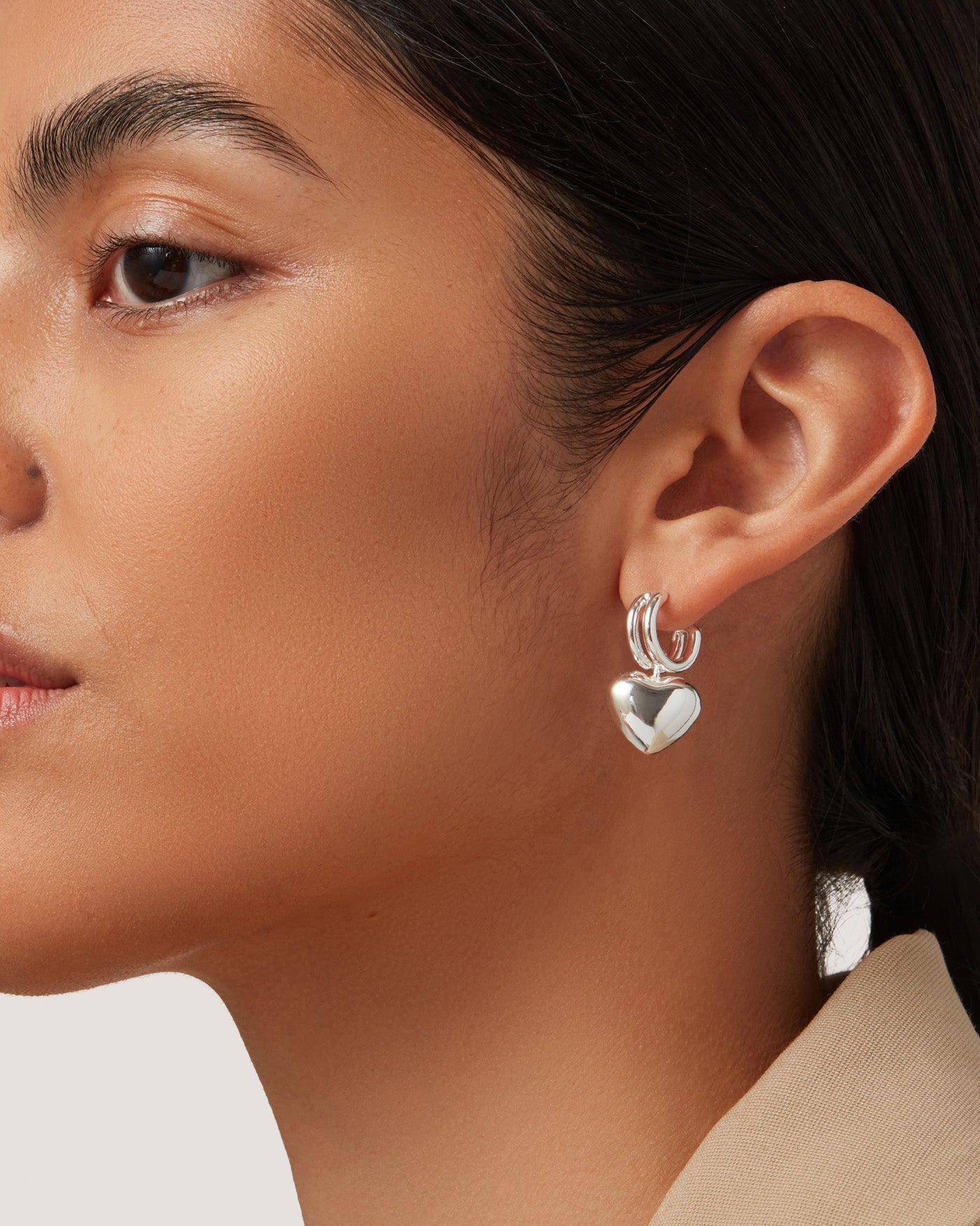 Puffy Heart Huggie Earrings for Women - Cute Gold Plated Huggie Hoop Earrings - Perfect for Valentine's Day, Anniversary & Everyday Wear