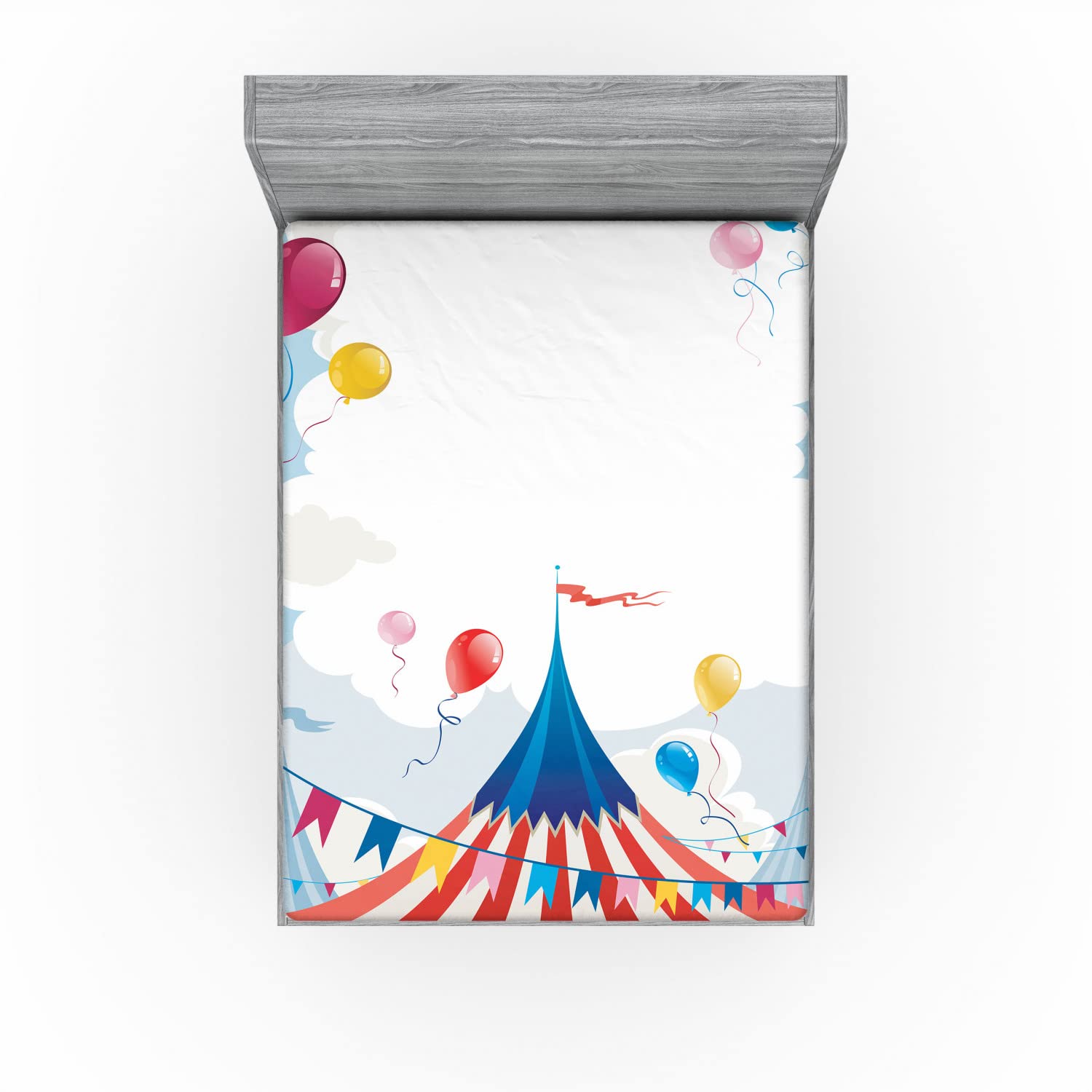 Ambesonne Circus Fitted Sheet - Full Size Colorful Bedding with Deep Pocket Elastic, Summer Entertainment Theme | Perfect for Kids' Rooms, Themed Parties & Circus Lovers