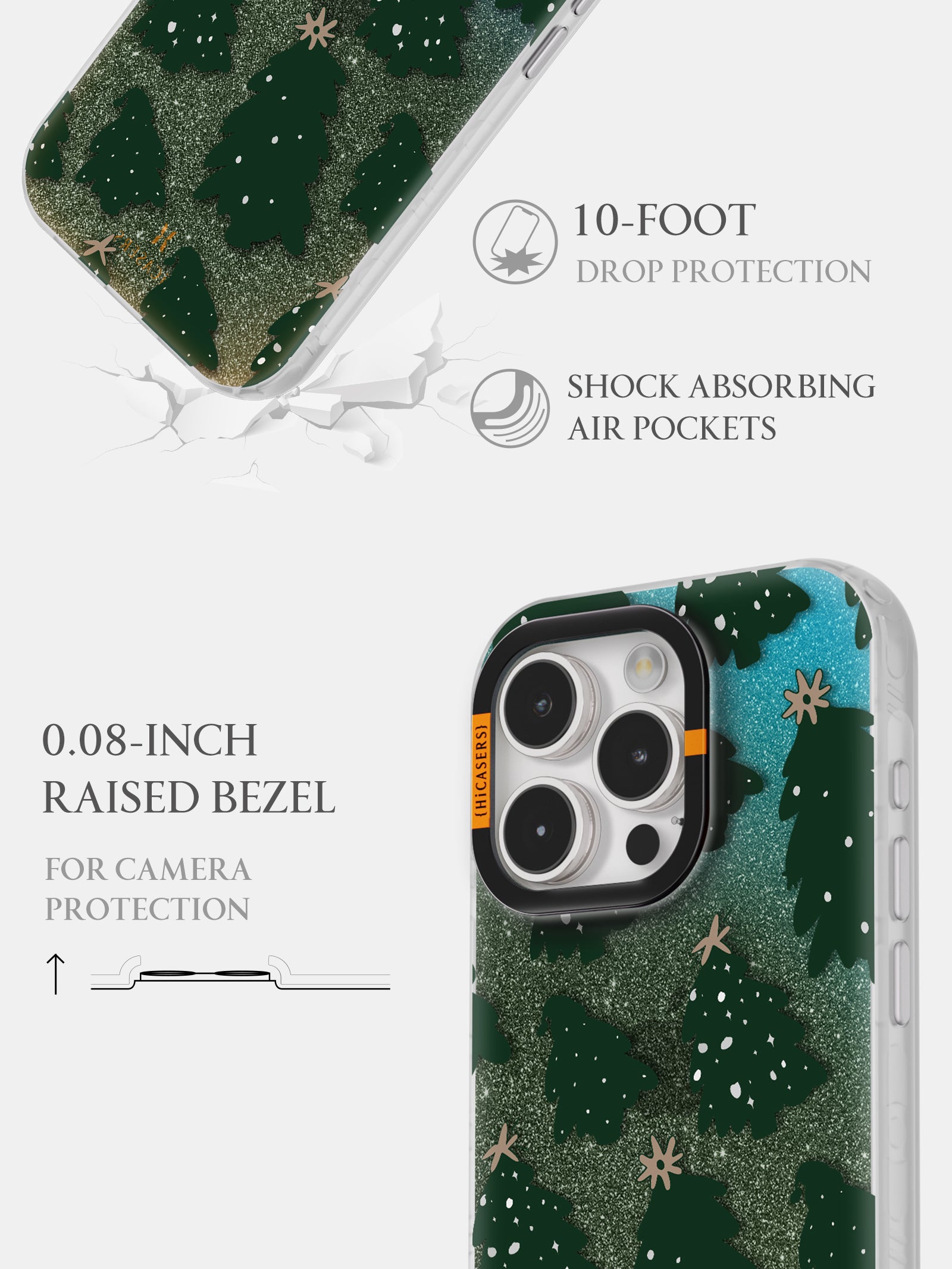 Christmas Tree Pattern Iridescent Phone Case - Deep Green Holiday Design for iPhone & Samsung | Perfect for Festive Gifts & Winter Decorations