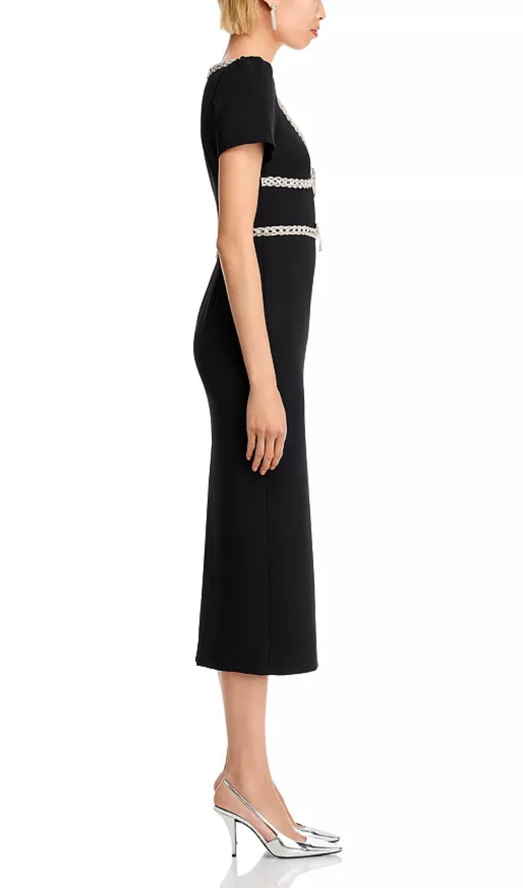 Elegant Crepe Diamante Midi Dress for Women - Perfect for Parties, Weddings & Evening Events