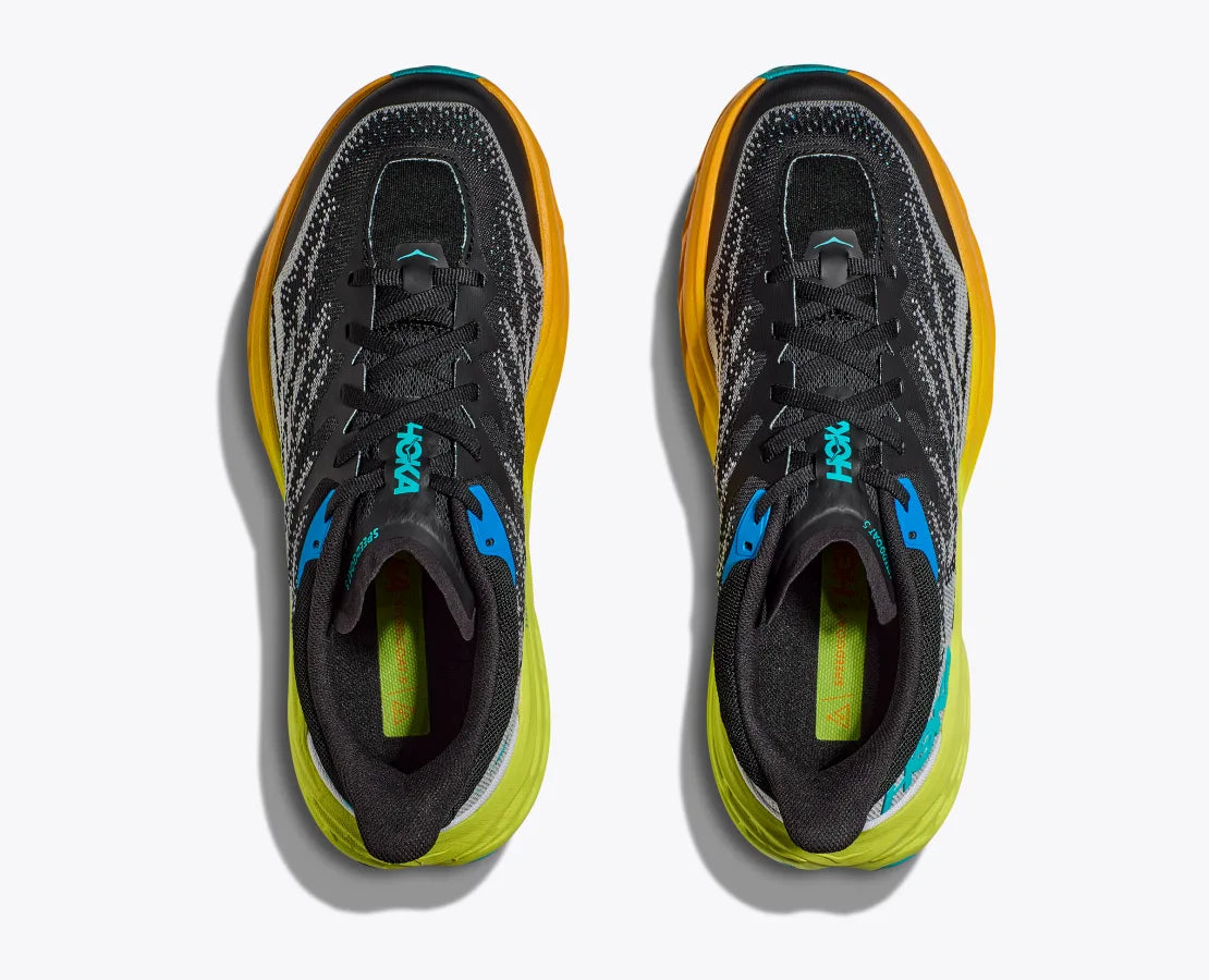 HOKA Men's Speedgoat 5 Trail Running Shoes - Black & Evening Primrose | Lightweight Cushioned for Hiking & Outdoor Adventures