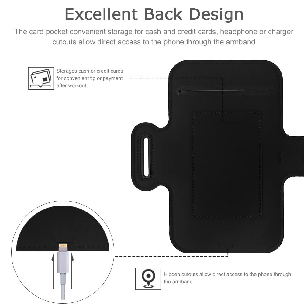 JEMACHE Running Armband for iPhone 16/15/14/13/12/11 Pro Max & Samsung Galaxy S25/S24/S23/S22 Ultra - Adjustable Phone Holder with Earphone Loop (Orange, Small) - Perfect for Gym, Jogging & Outdoor Workouts