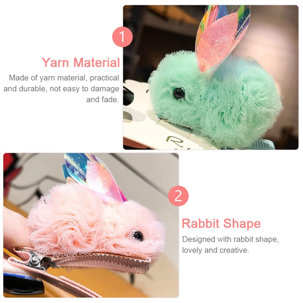 ABOOFAN 6pcs Snow Veil Rabbit Hair Clips - Soft Plush Bunny Barrettes for Girls, Kids Organza Hairpins with Alloy Modeling - Perfect for New Year Goodie Bags, Birthday Party Favors & Baby Shower Gifts