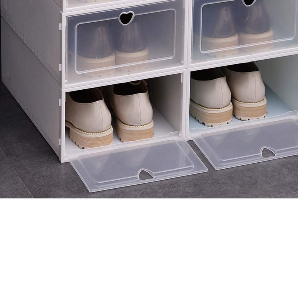 LYNICESHOP 20-Pack White Stackable Clear Plastic Shoe Storage Boxes with Lids - Foldable Drop Front Shoe Organizer Bins (12.2