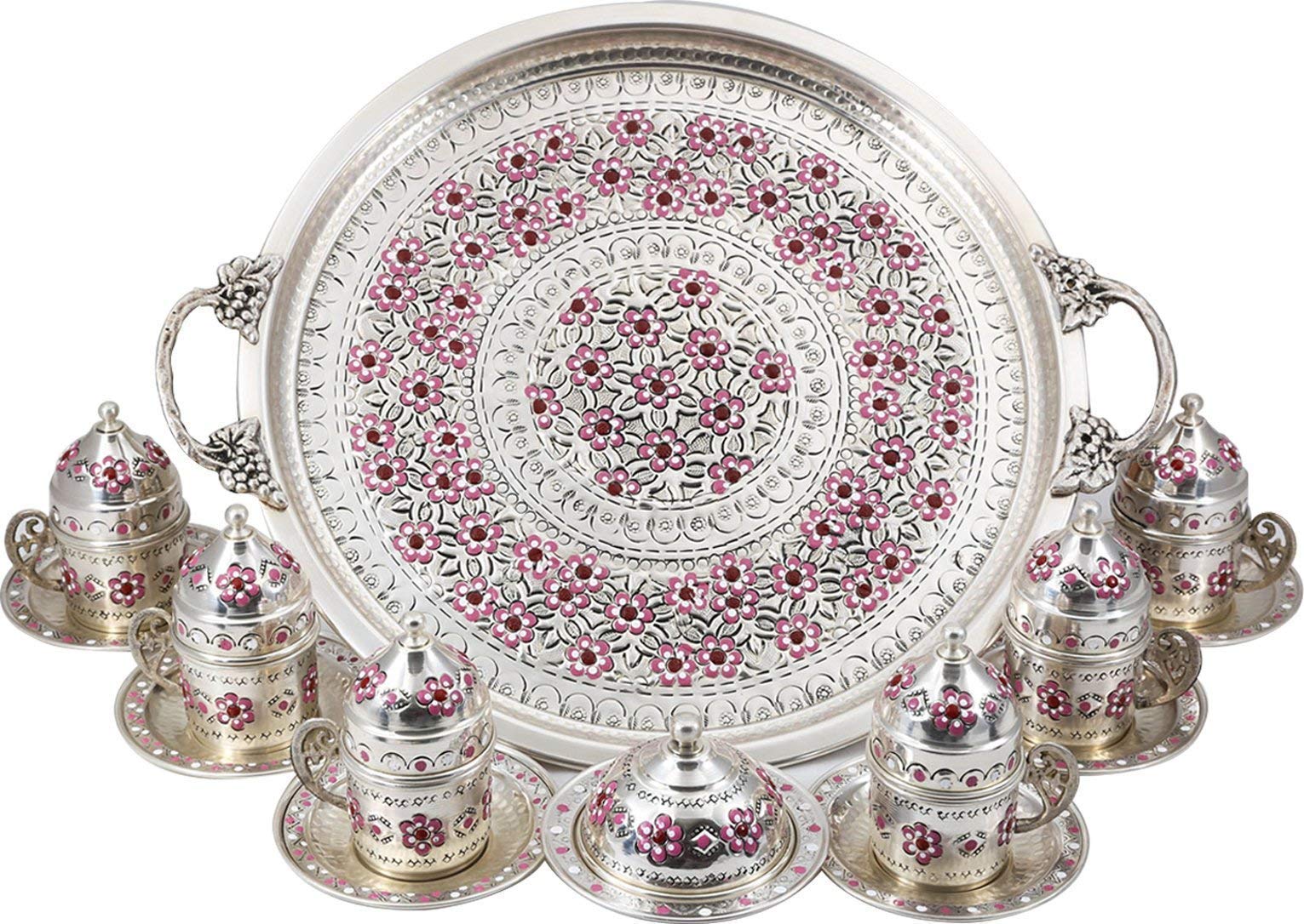 Handmade Traditional Copper Turkish Arabic Armenian Greek Coffee Set - 6-Piece Espresso & Tea Cups for Home, Cafe, and Gift Giving (CS6-122)