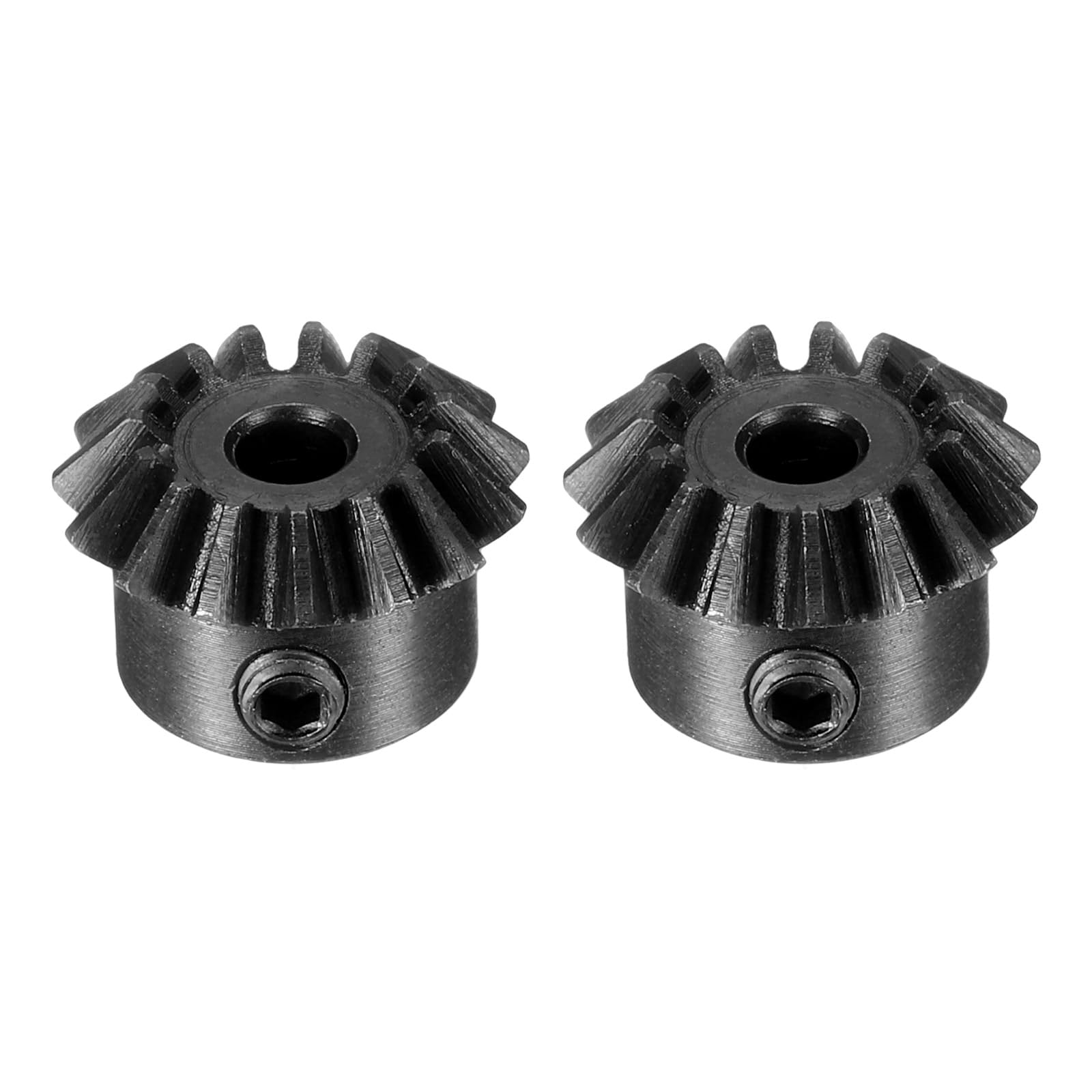 uxcell 2pcs 45# Steel Bevel Gear Set - 0.8 Module, 1:1 Reduction Rate, 15T Teeth, 3mm Hole Diameter - 45 Degree Angle Steering Pinion Gears for Mechanical Hardware & DIY Projects - Perfect for Robotics, RC Cars, and Industrial Machinery Applications