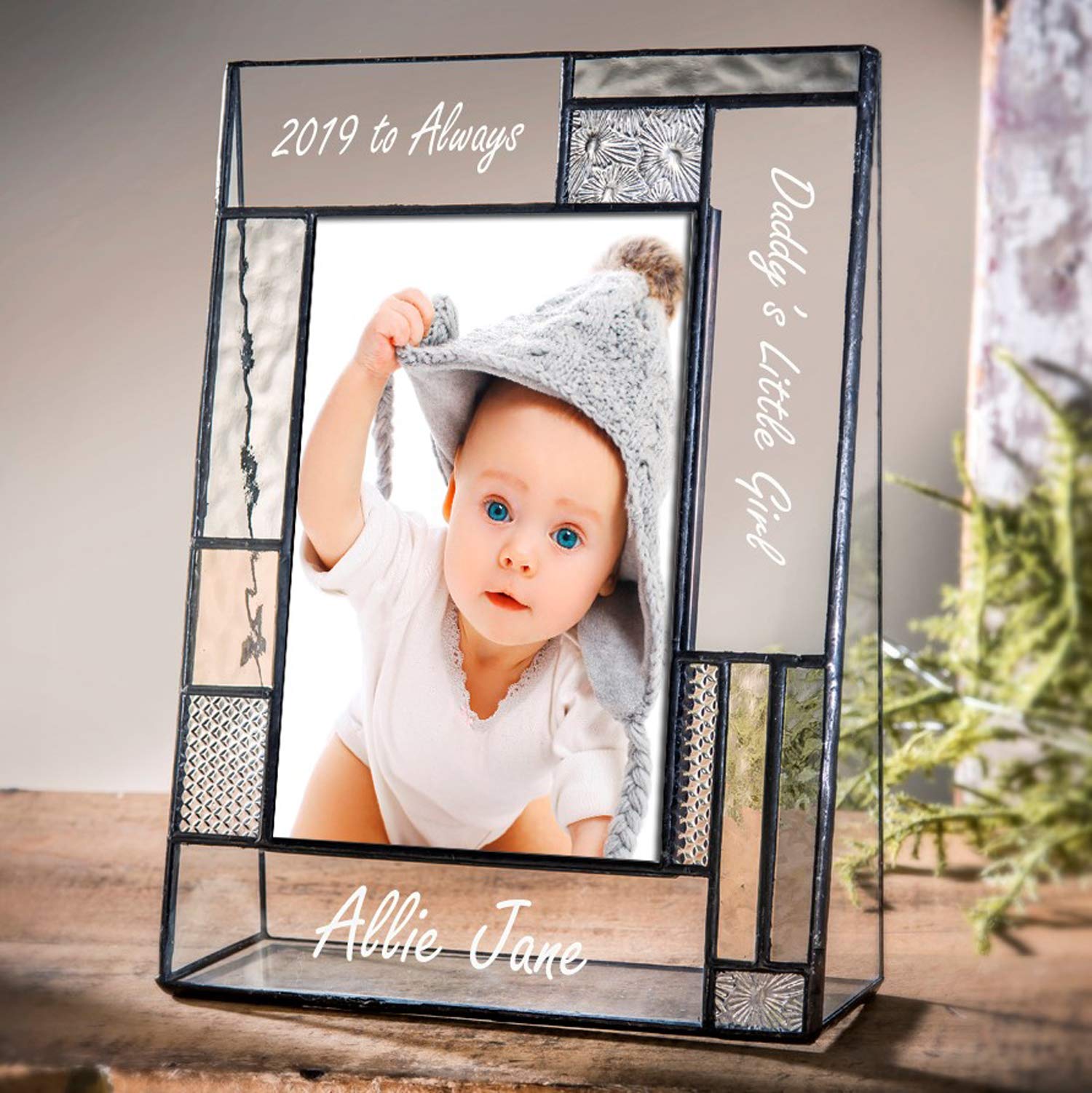 Personalized Dad Photo Frame - Engraved Stained Glass Gift for Father's Day | Perfect for Home & Office Decor