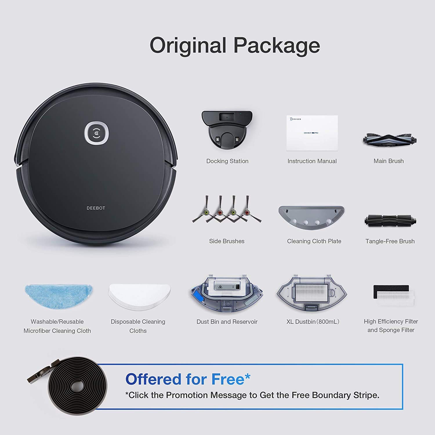 ECOVACS DEEBOT OZMO U2 Pro Robot Vacuum and Mop Combo with 800ml XL Dustbin | Smart App & Voice Control | 2.5H Runtime | Pet Hair Specialist | Tangle-Free Brush & No-Go Zones | Perfect for Hardwood Floors & Pet Owners
