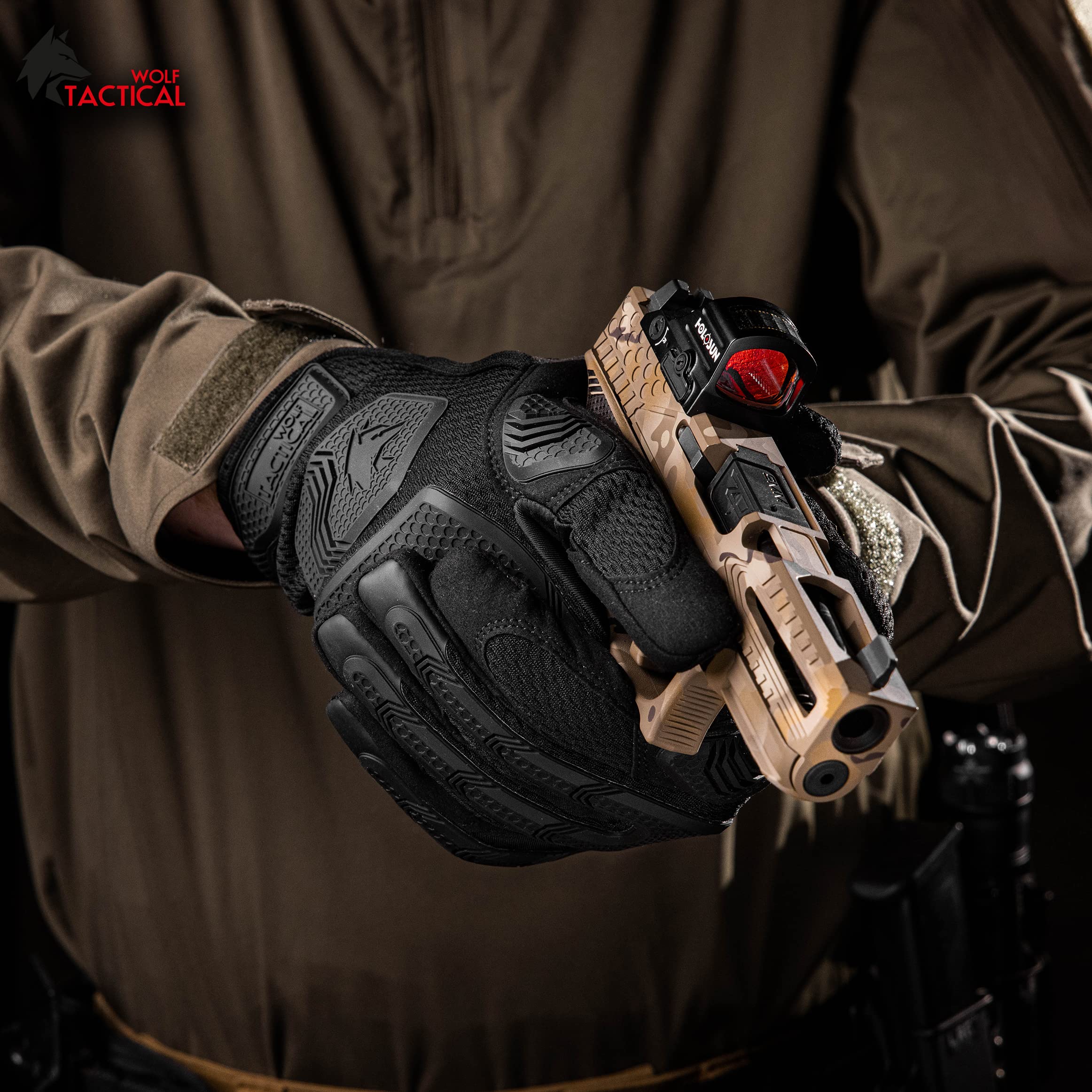 WOLF TACTICAL Shooting Gloves - Military & Airsoft Gloves for Men - Touchscreen Combat Gloves for Paintball, Hunting & Outdoor Activities