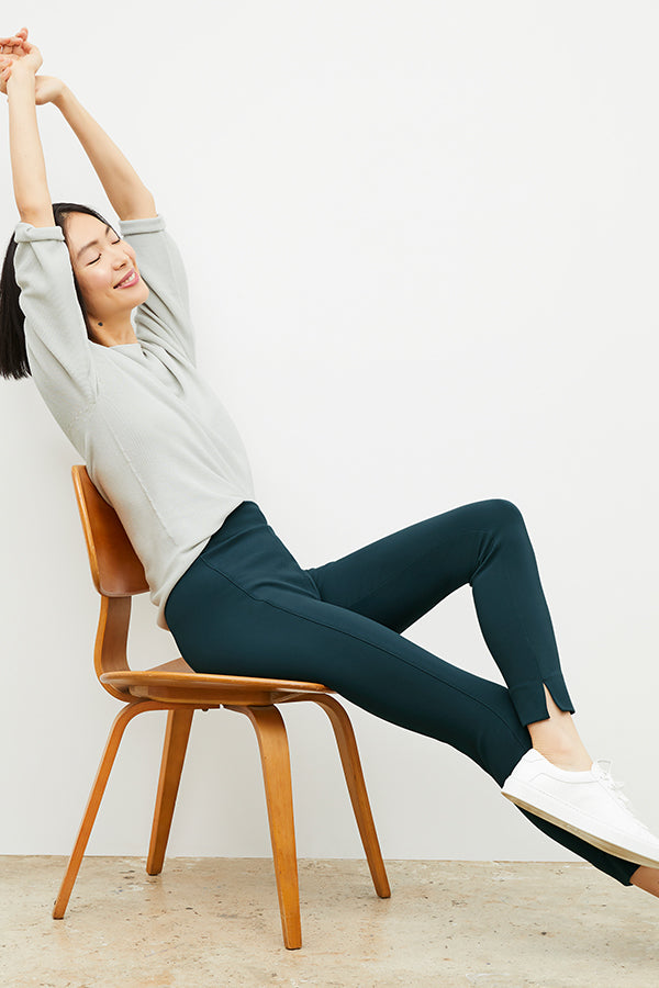 Stella Leggings - Washable Ponte Pants for Women | Comfortable & Stretchy Deep Sea Blue | Perfect for Yoga, Workout & Casual Wear
