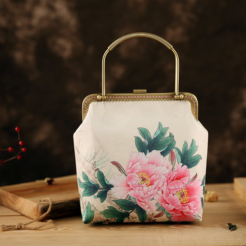 Floral Chain Shoulder Crossbody Top Handle Handbag for Women - Elegant Purse for Parties, Weddings & Everyday Use