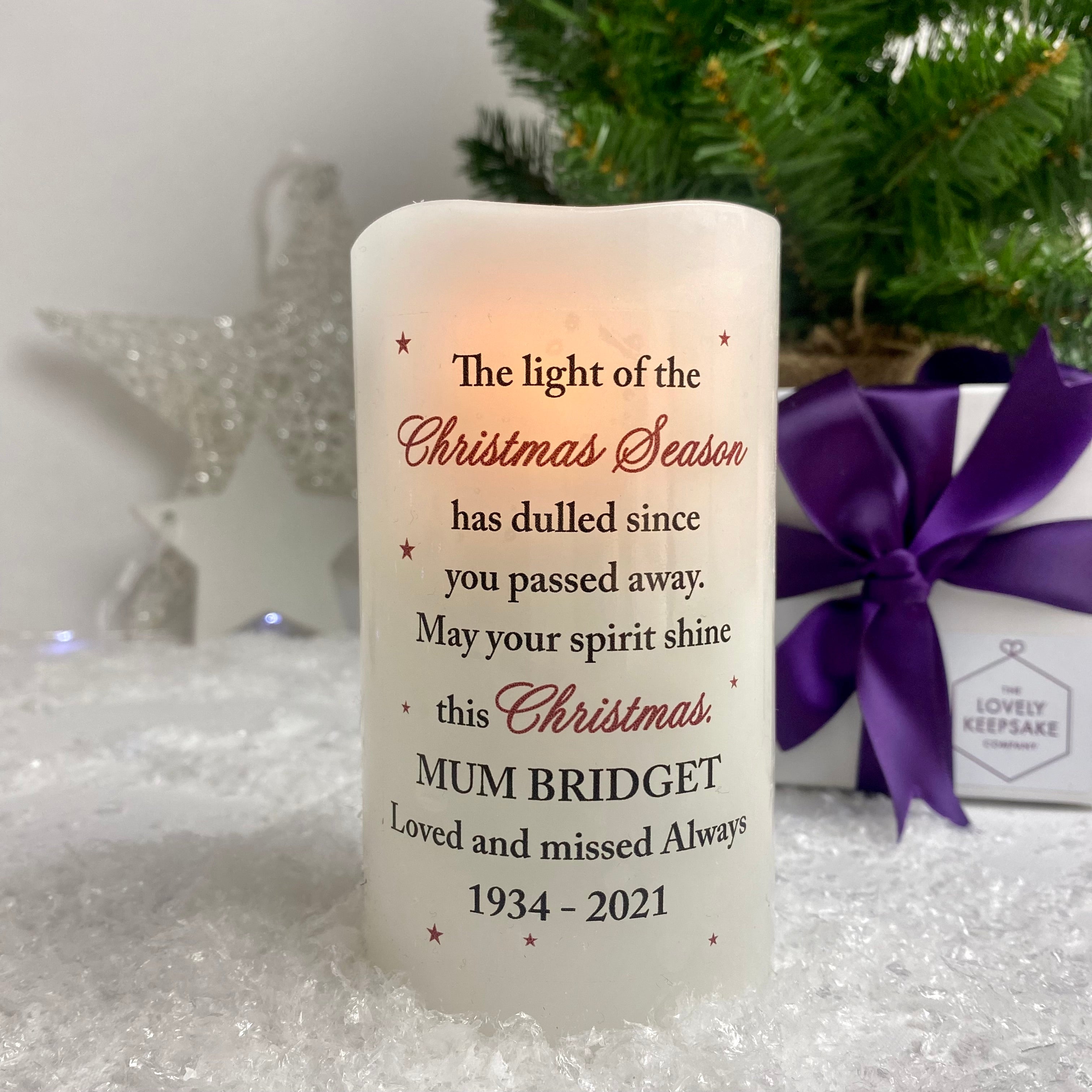 Personalized Christmas Memorial LED Candle - Flameless Battery-Operated Decorative Candle for Holiday, Memorial, Wedding & Home Decor