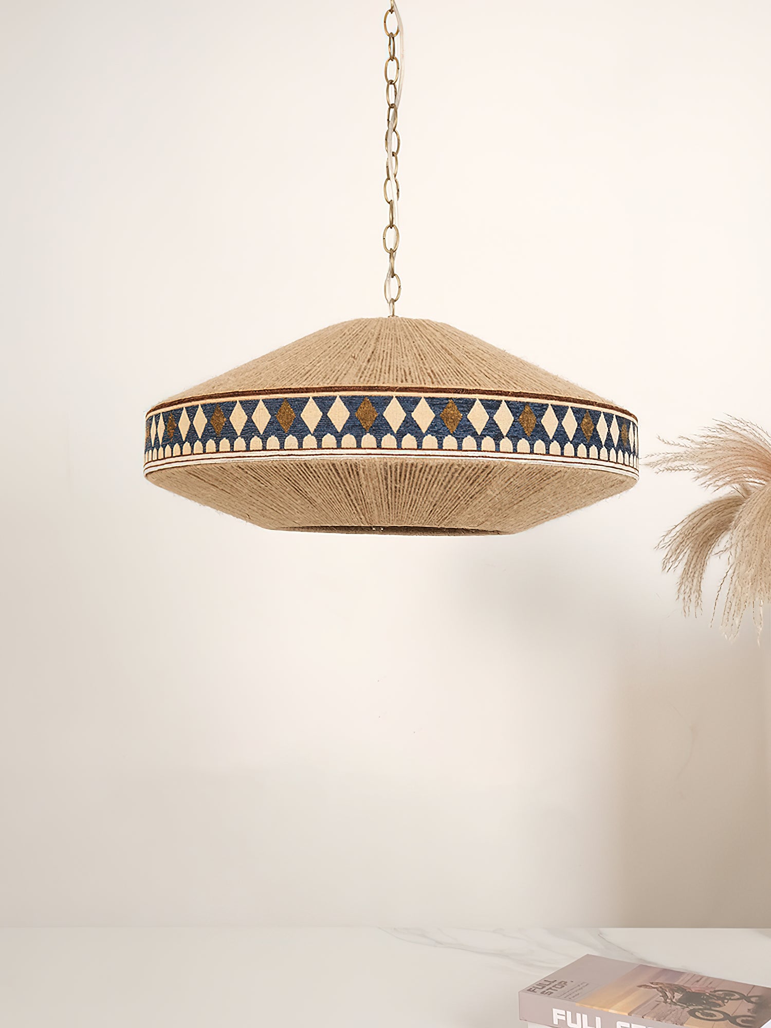Bohemian Fringe Pendant Lamp - Handmade Rattan Chandelier for Living Room, Bedroom & Dining Room Decor | Boho Style Ceiling Light Fixture for Home & Cafe