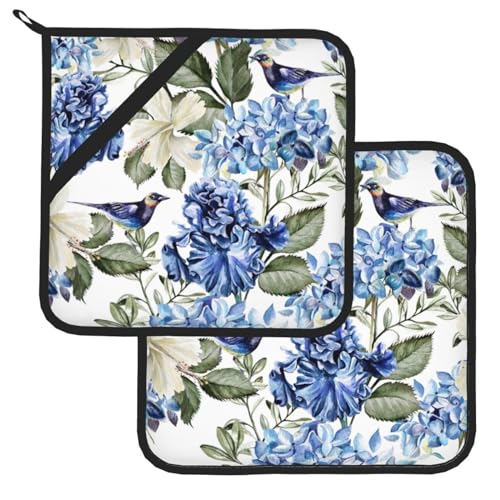 Blue Hydrangea Flowers Bird