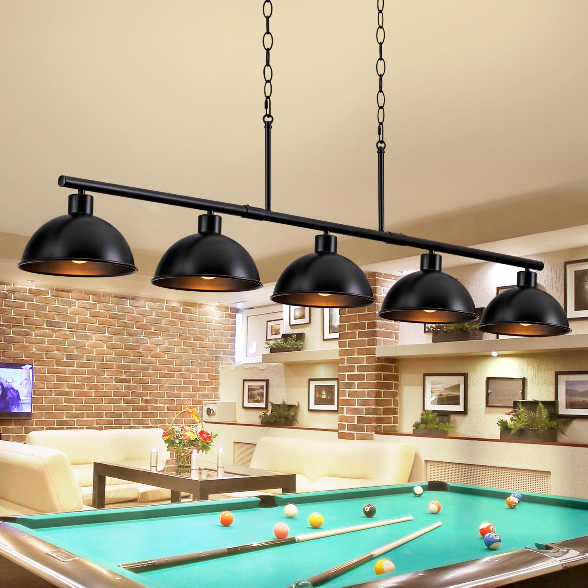 Premium Billiard Table Light Fixture - Adjustable Hanging Pool Table Lamp for Game Rooms & Bars - Dimmable LED Chandelier for Dining Room, Kitchen Island & Farmhouse Decor - Perfect Lighting for Nighttime Games & Entertainment Gatherings