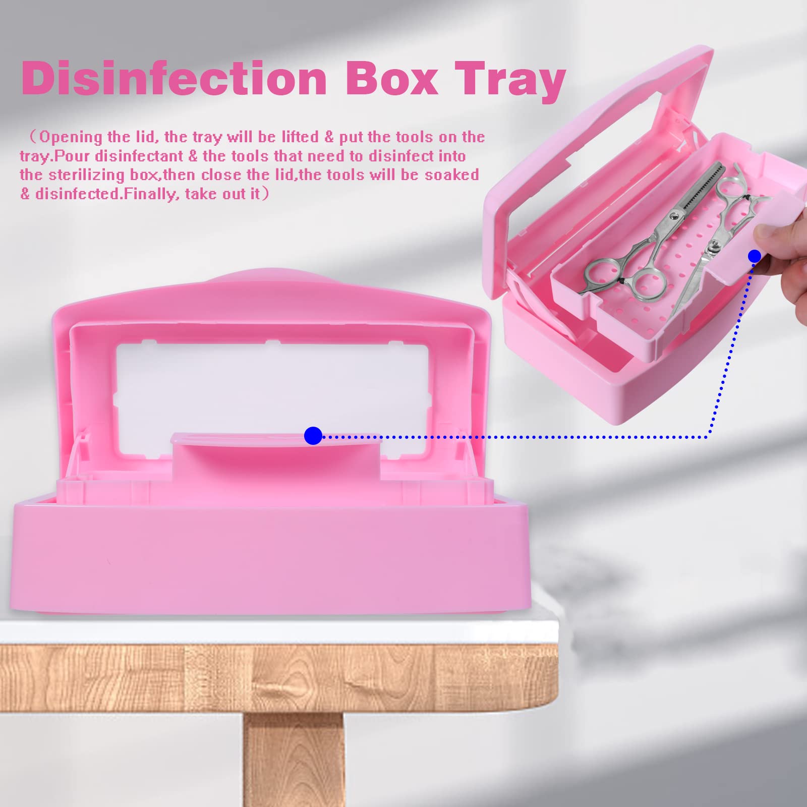 Barbicide Sterilization Tray - Clear Plastic Disinfecting Tray with Pink Lid for Nail Tools, Tweezers & Salon Equipment | Salon, Spa & Barber Shop Organizer for Sanitizing Manicure & Hair Tools