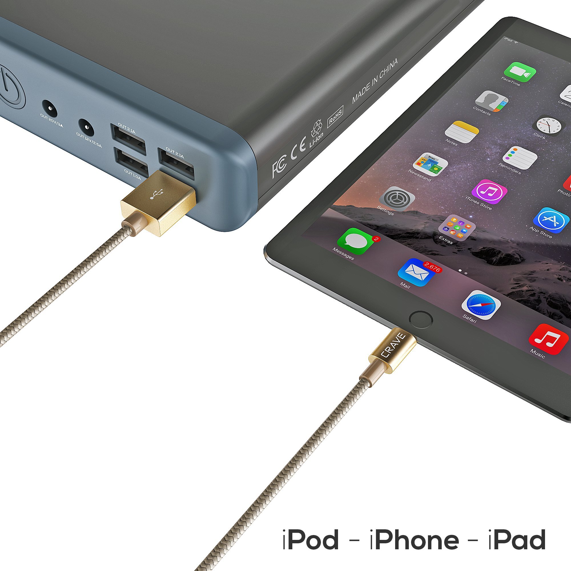 Premium Nylon Braided Apple MFI Certified Lightning to USB Cable - 4FT Fast Charging & Sync Cord for iPhone 14/13/12/11/X/8/7 - Durable & Tangle-Free (Gold) - Perfect for Home, Office & Travel Charging