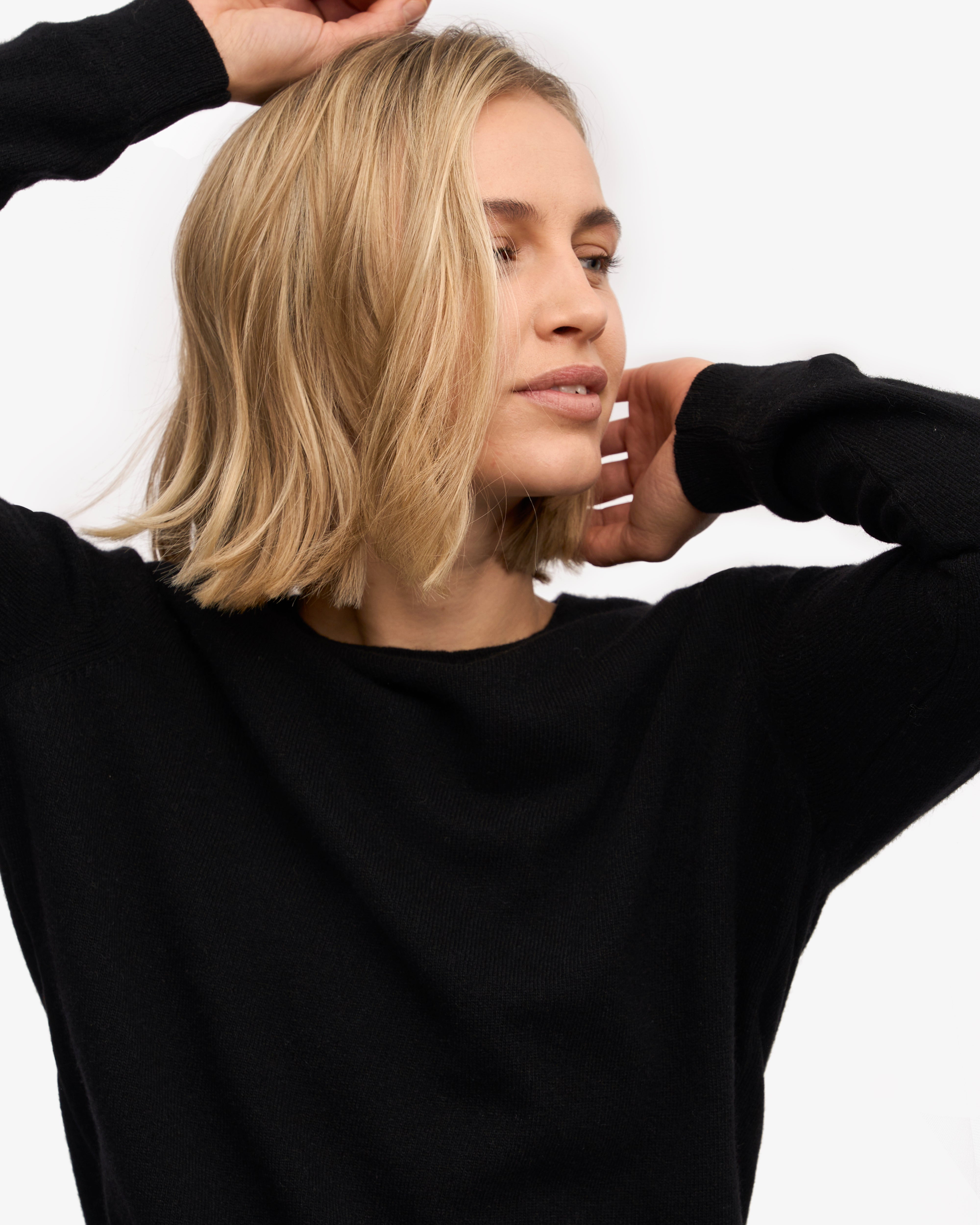 Premium Women's Light Merino Wool Crew Neck Sweater - Deep Black | Soft & Warm Winter Pullover for Casual Wear & Outdoor Activities