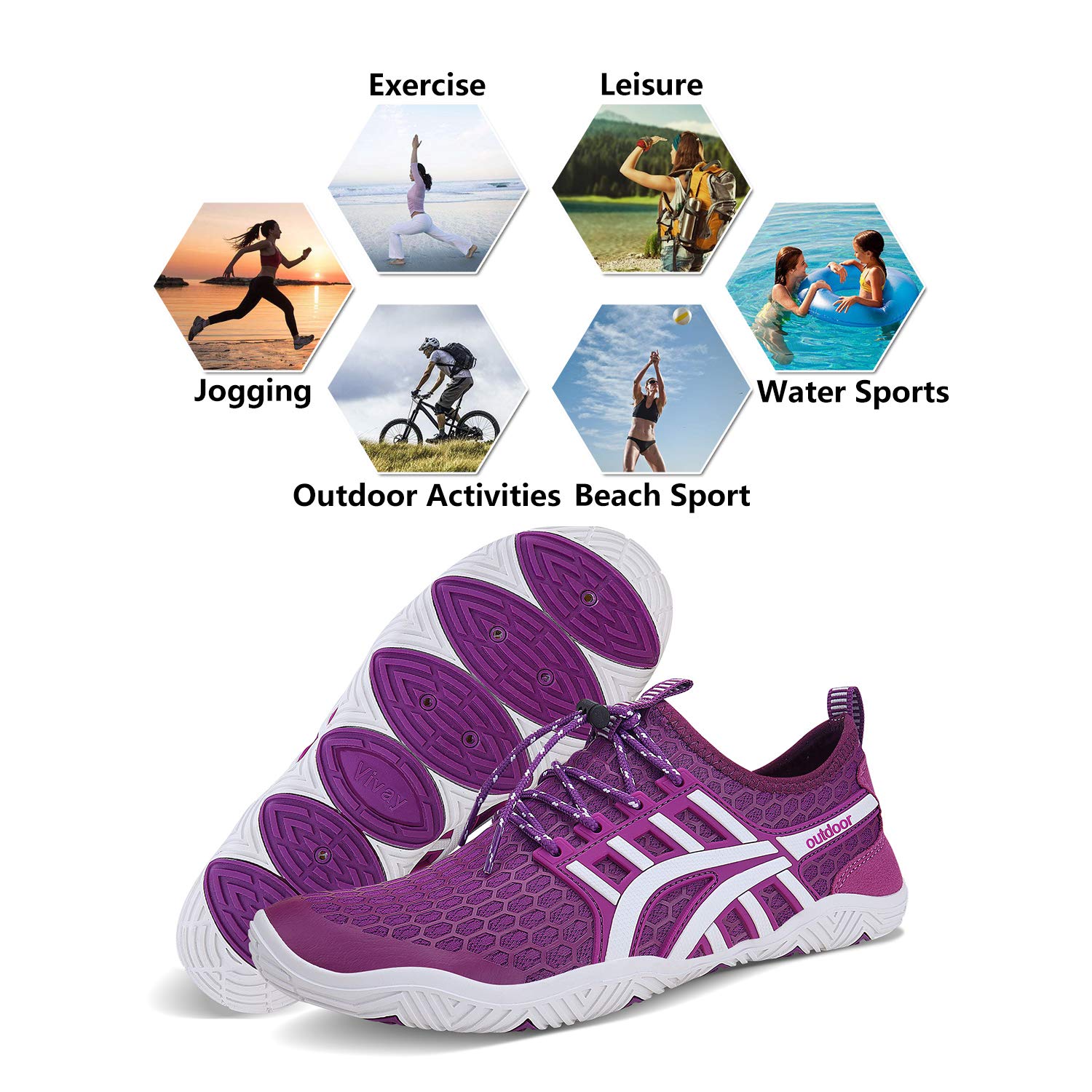 **Men's & Women's Quick-Dry Water Shoes - Barefoot Aqua Socks for Beach, Swim, Surf, Pool, Yoga & Outdoor Activities - Lightweight & Comfortable for Travel & Water Sports**
