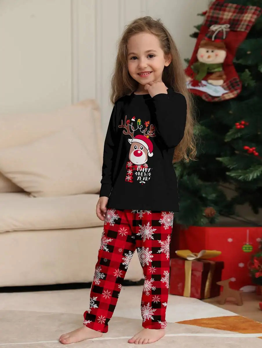 Reindeer Snow Family Matching Christmas Pajamas Sets - Cozy Holiday Sleepwear for Family Photos & Festive Gatherings
