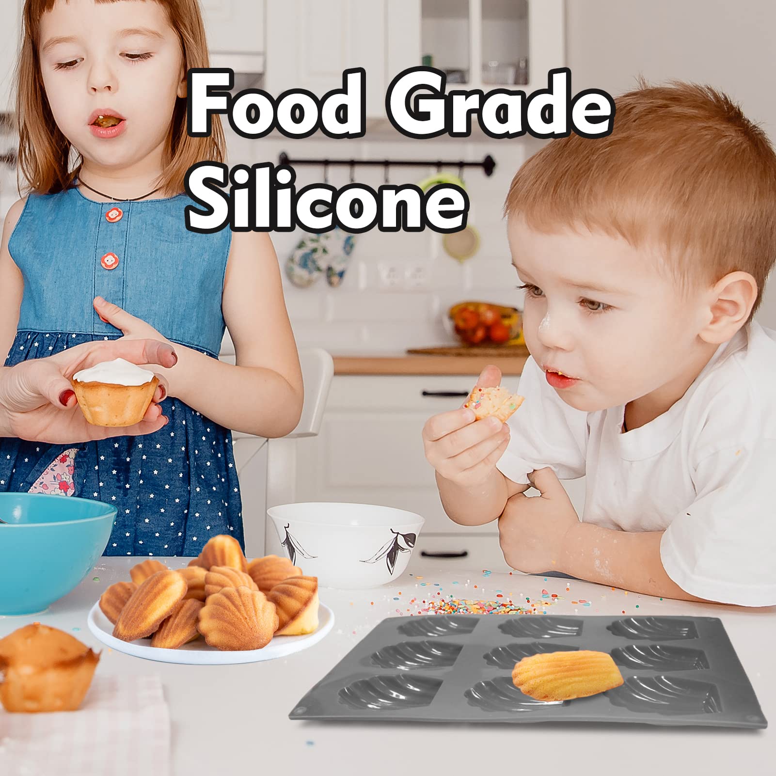 Premium Silicone Madeleine Pan - Nonstick 9-Cavity Baking Mold for Madeleines, Cookies, Cakes & Candies (2-Piece Set) | Perfect for Home Baking, Tea Parties & Holiday Treats