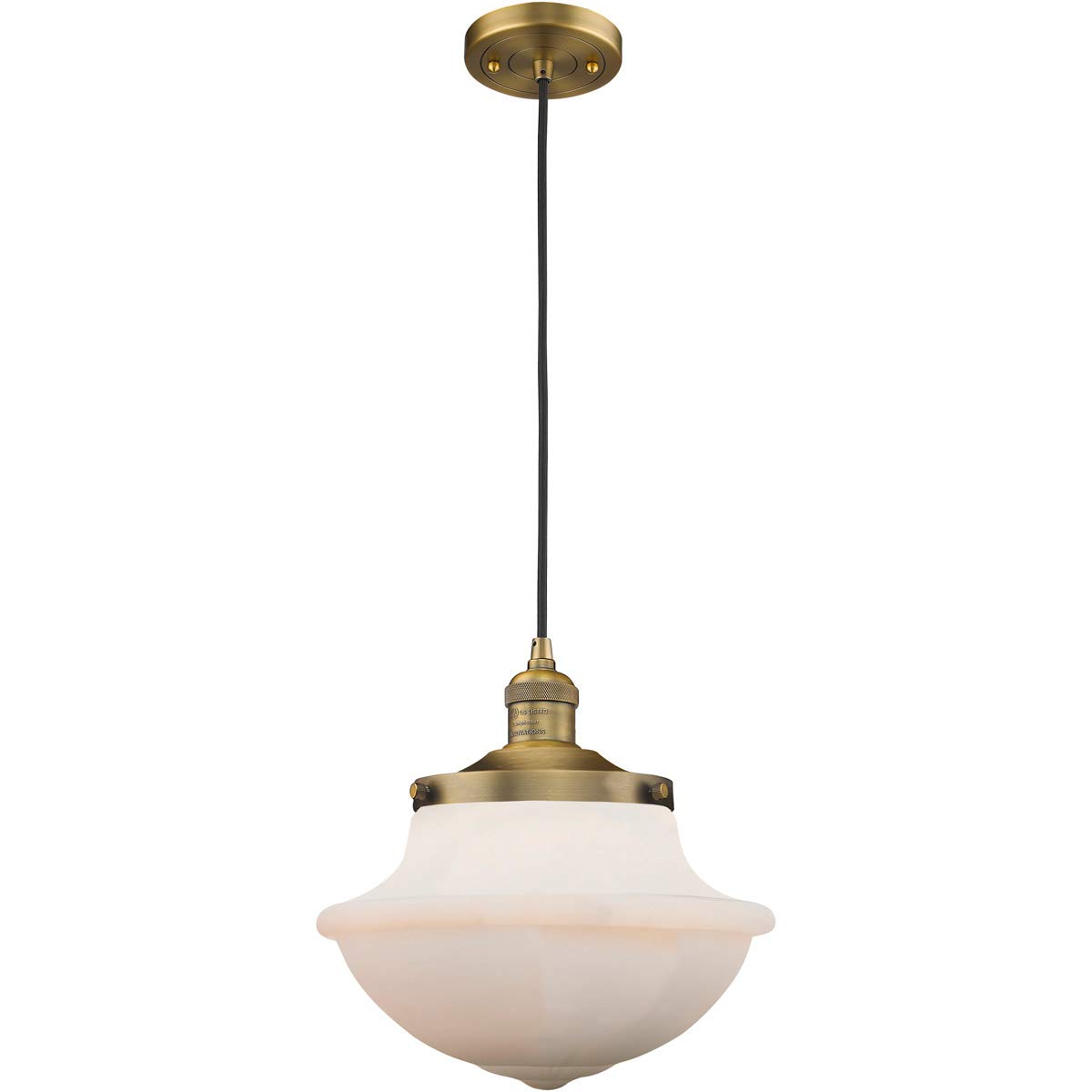 12 Inch School House Pendant Light - Classic Oxford Style Hanging Fixture for Kitchen Island, Dining Room & Entryway Lighting